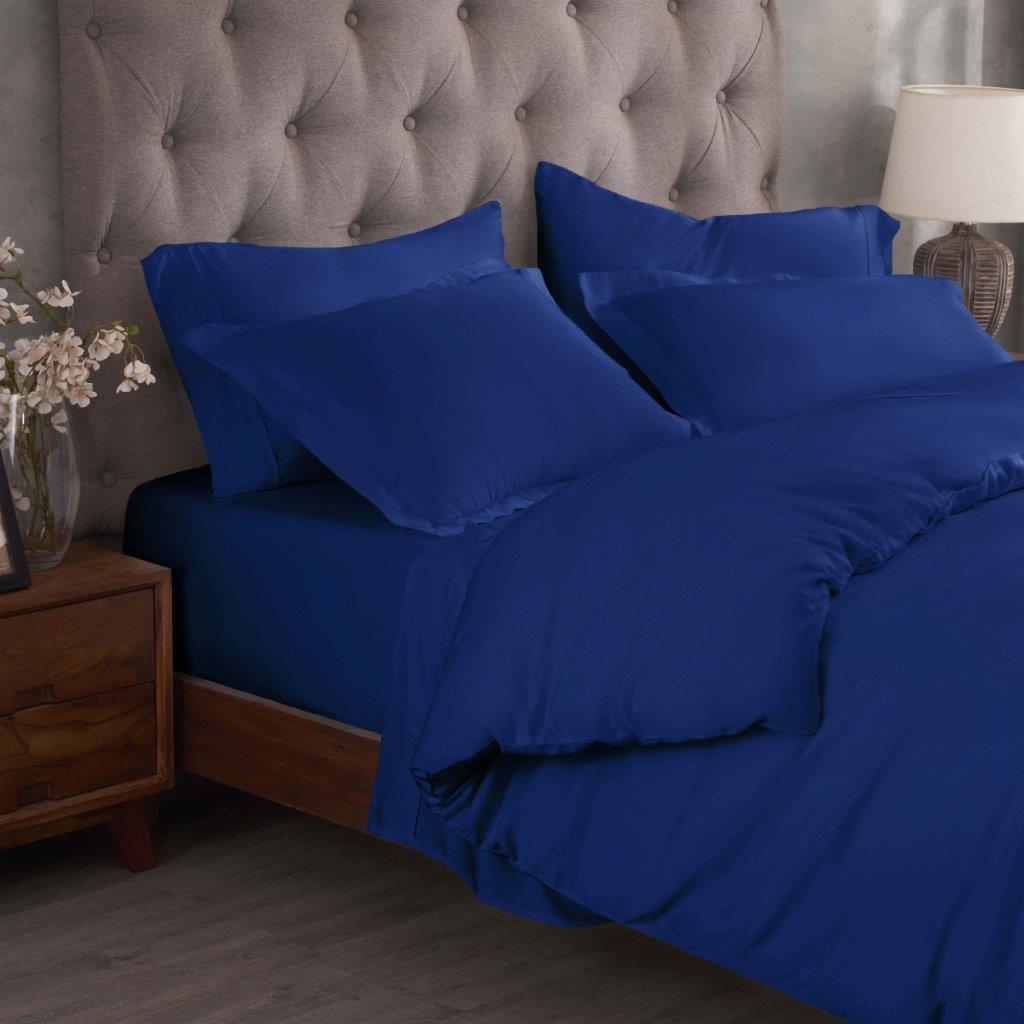 300 Thread Count Modal from Beechwood Solid Duvet Cover Set - Navy Blue