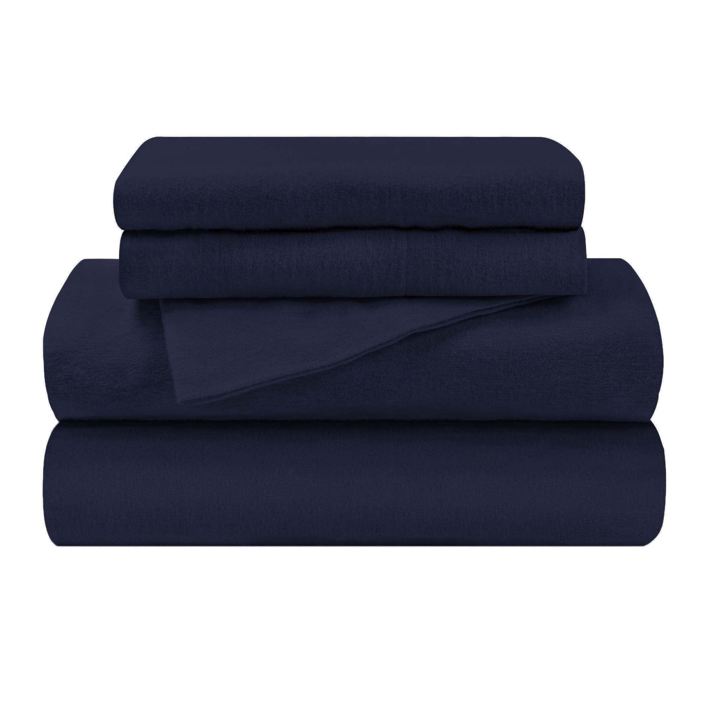 Cotton Flannel Trellis Solid Deep Pocket Sheet Set - NavyBlue
