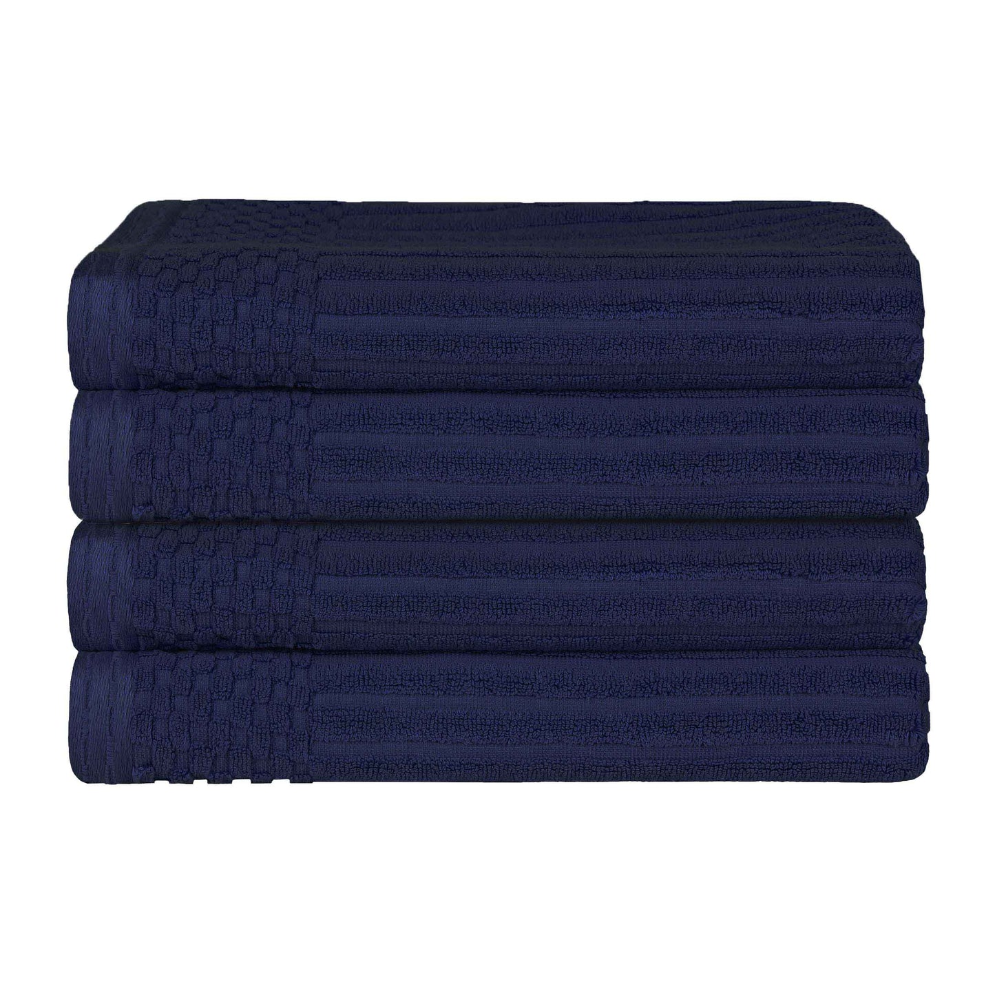 Soho Ribbed Cotton Absorbent Bath Towel Set of 4 - NavyBlue