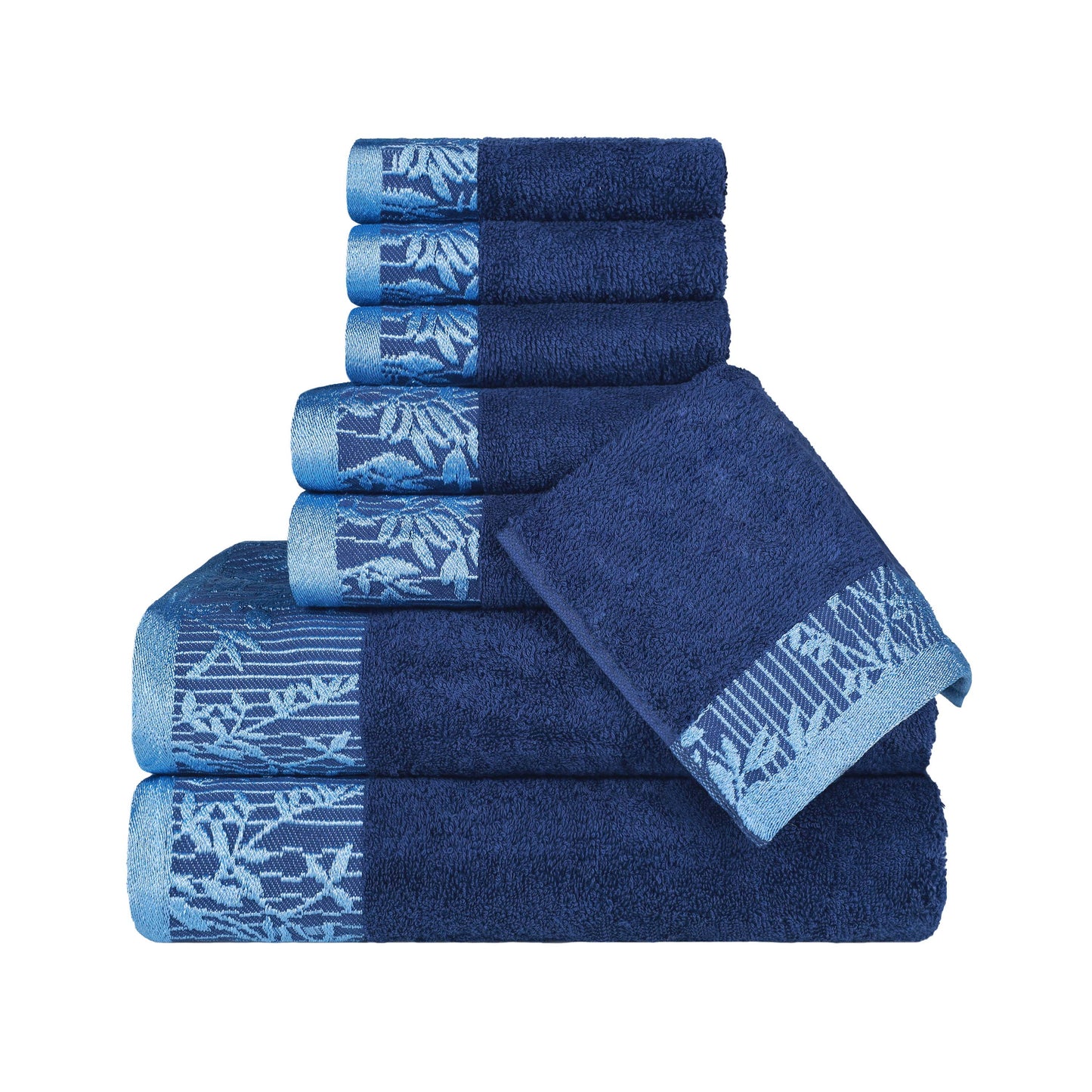 Wisteria Cotton Medium Weight Floral Jacquard Border 8 Piece Towel Set