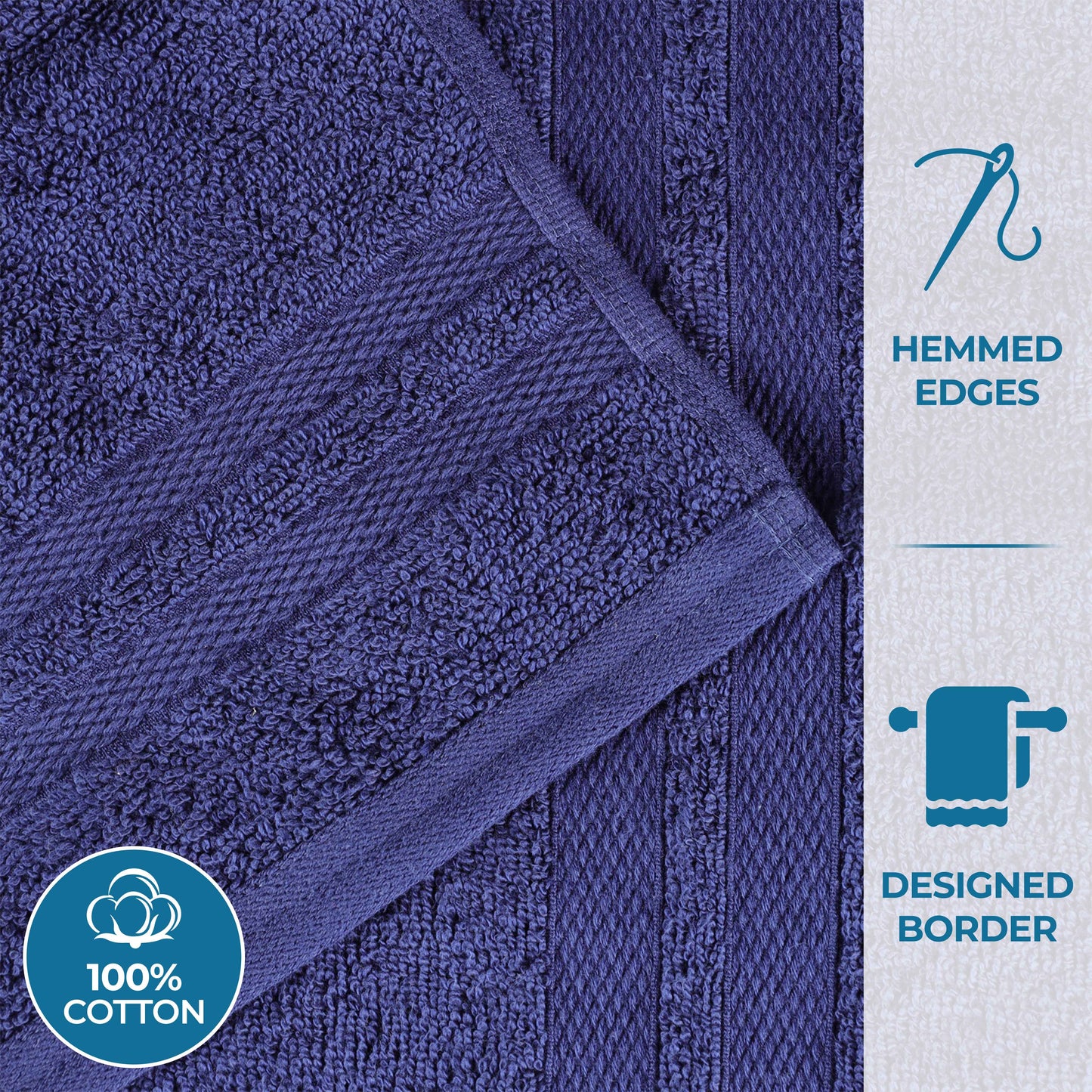 Ultra-Soft Cotton Solid Medium Weight Absorbent Bath Towel Set of 2