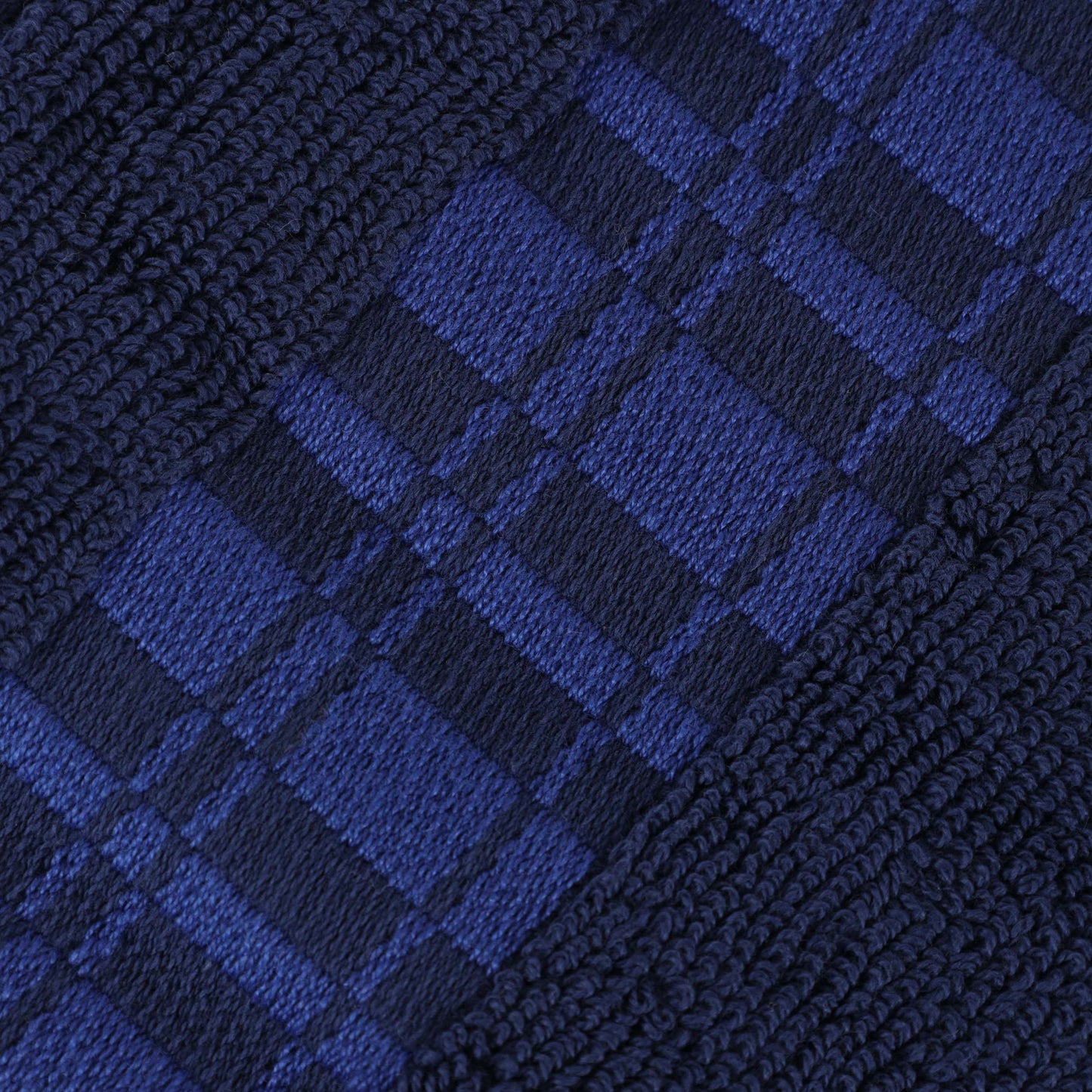 Larissa Cotton Geometric Border Bath Towel Set of 4 - NavyBlue