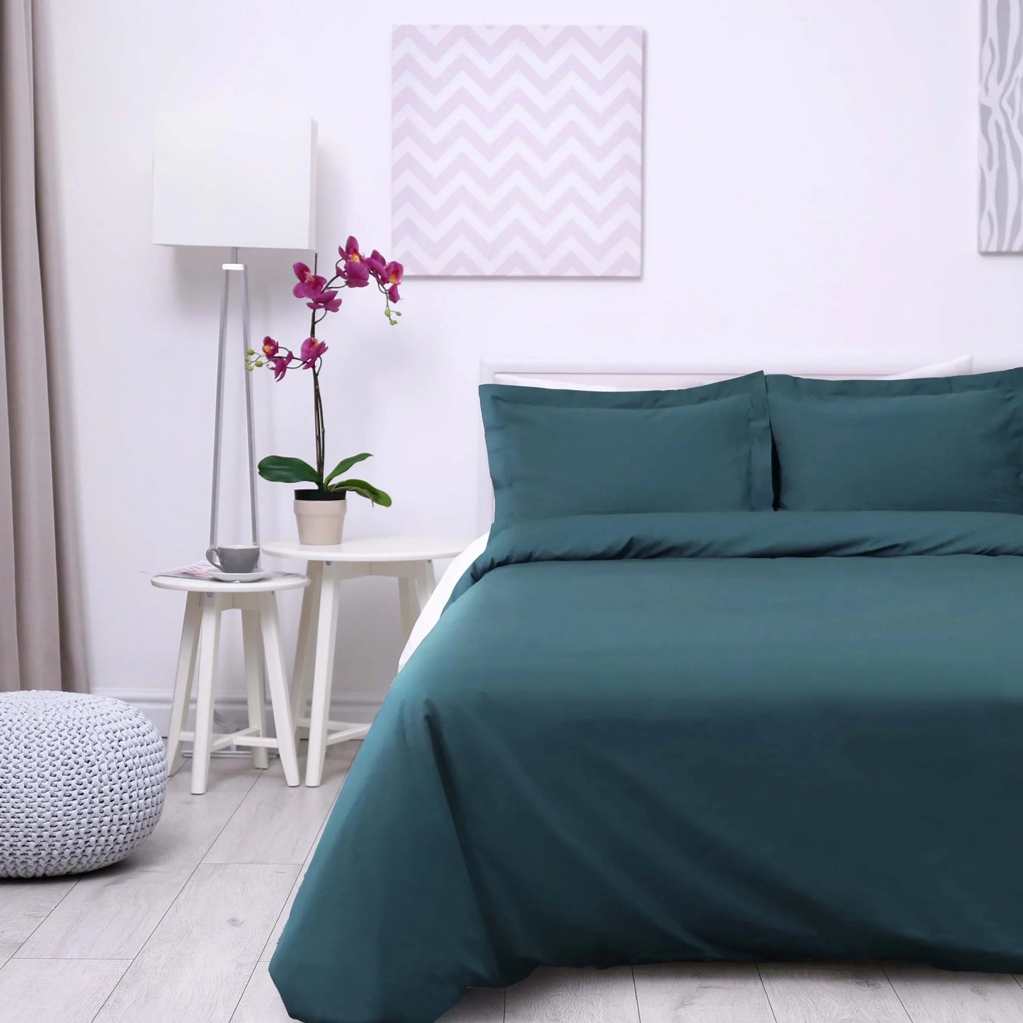 Cotton Percale Modern Traditional Duvet Cover Set - NavyBlue