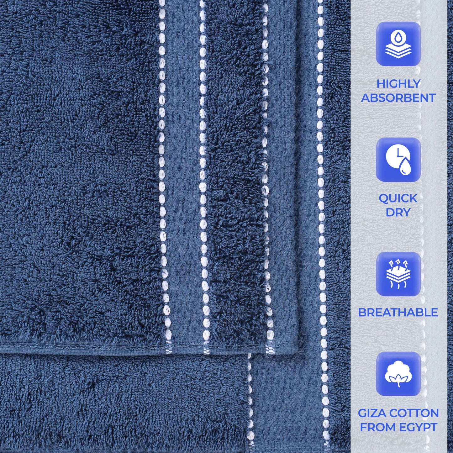 Niles Egyptian Giza Cotton Plush Heavyweight Soft 9 Piece Towel Set