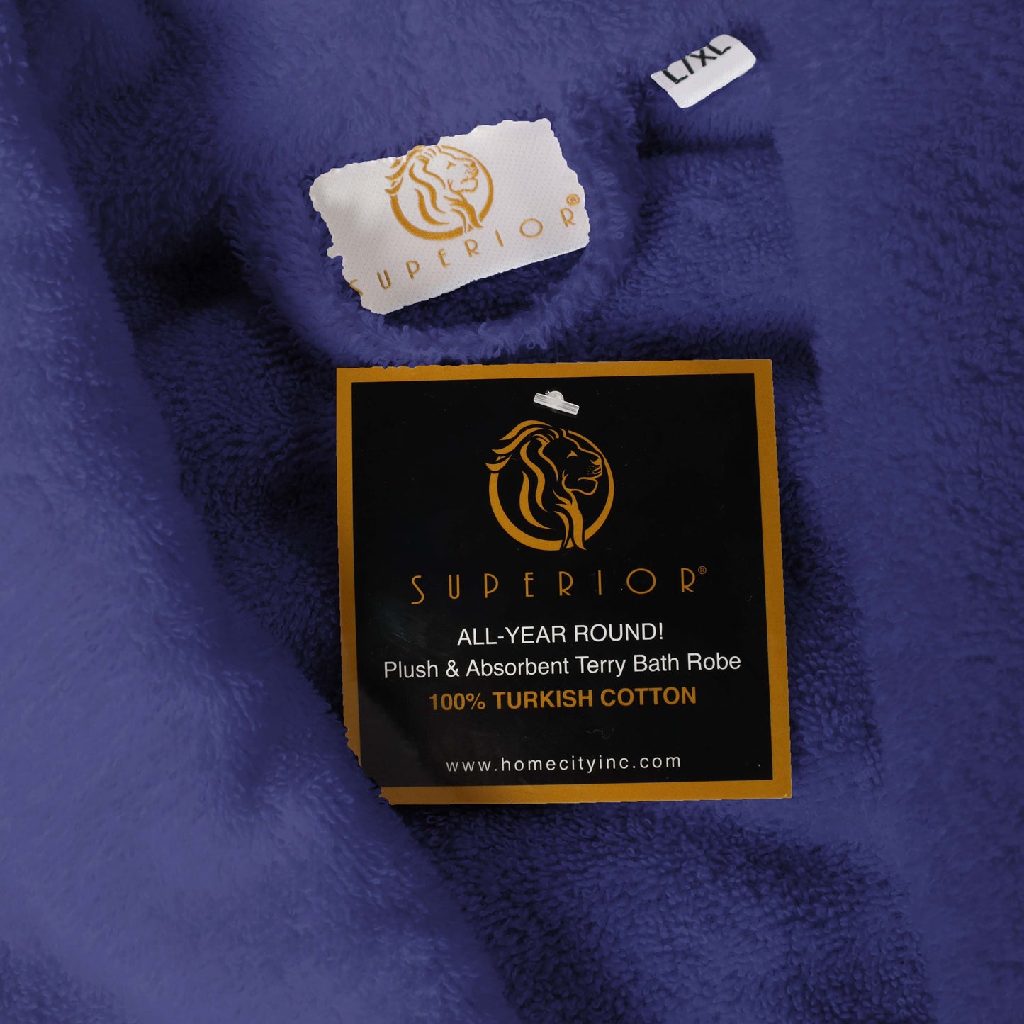 Classic Men's Bath Robe Turkish Cotton Bathrobe with Adjustable Belt - NavyBlue