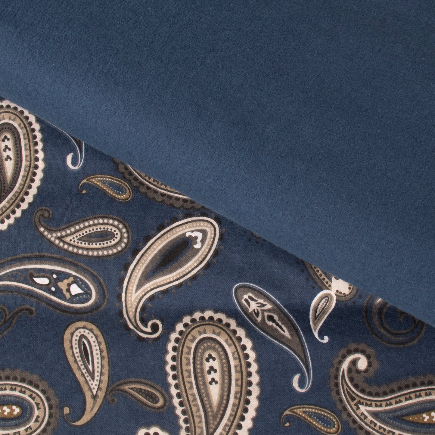Superior Flannel Cotton Paisley Luxury Duvet Cover Set - Navy Blue