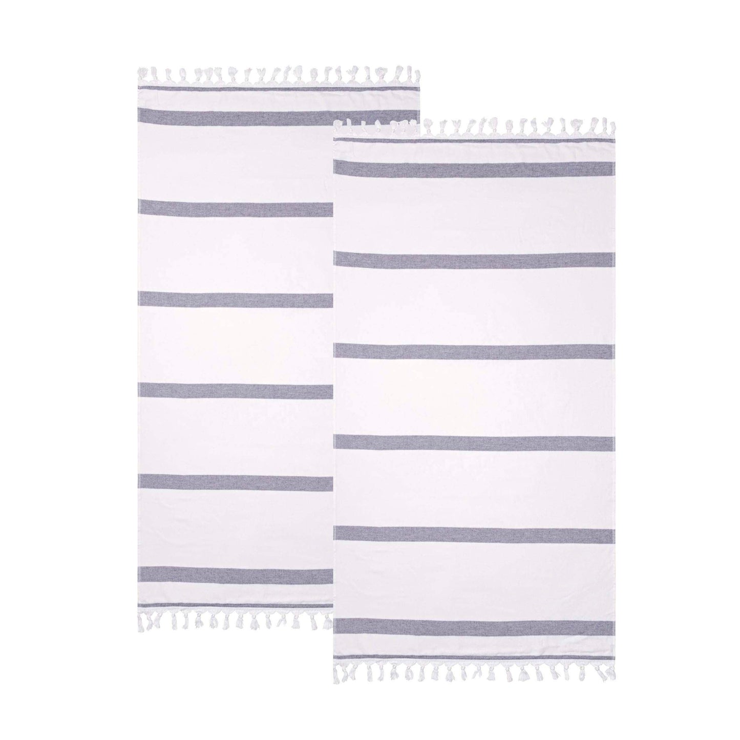 Tropical Cabana Stripe Fouta 2 Piece Beach Towel with Tassels