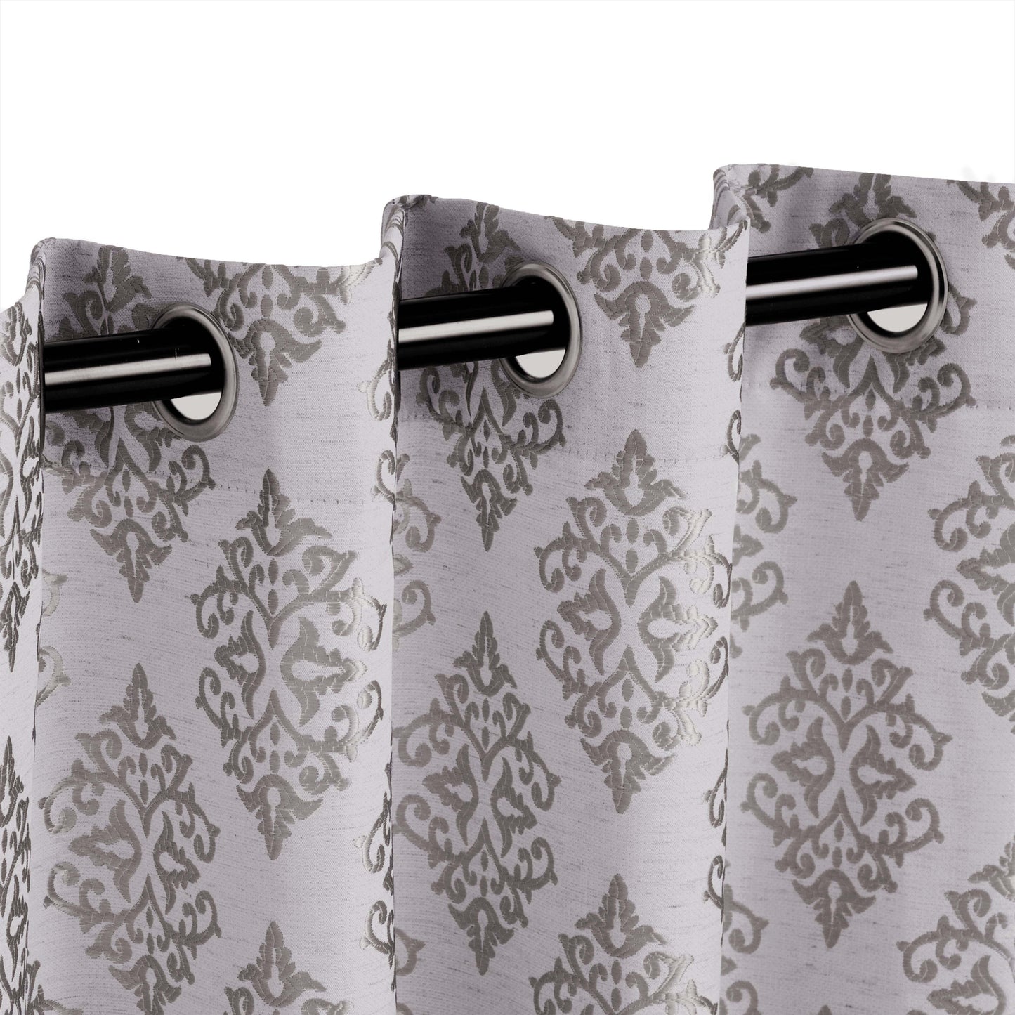 Venetian Damask Jacquard Curtain Panels, Set of 2 - NickelBlack