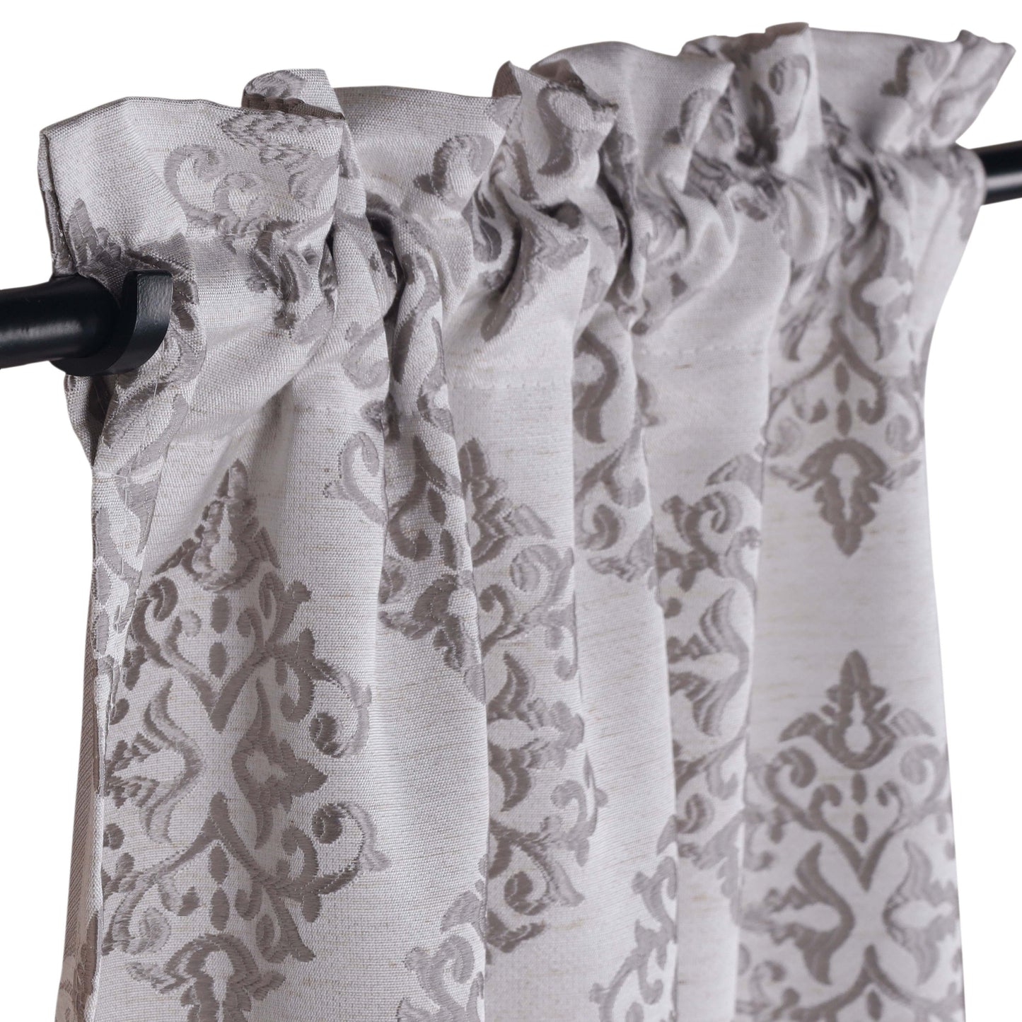 Venetian Damask Jacquard Curtain Panels, Set of 2 - NickelBlack