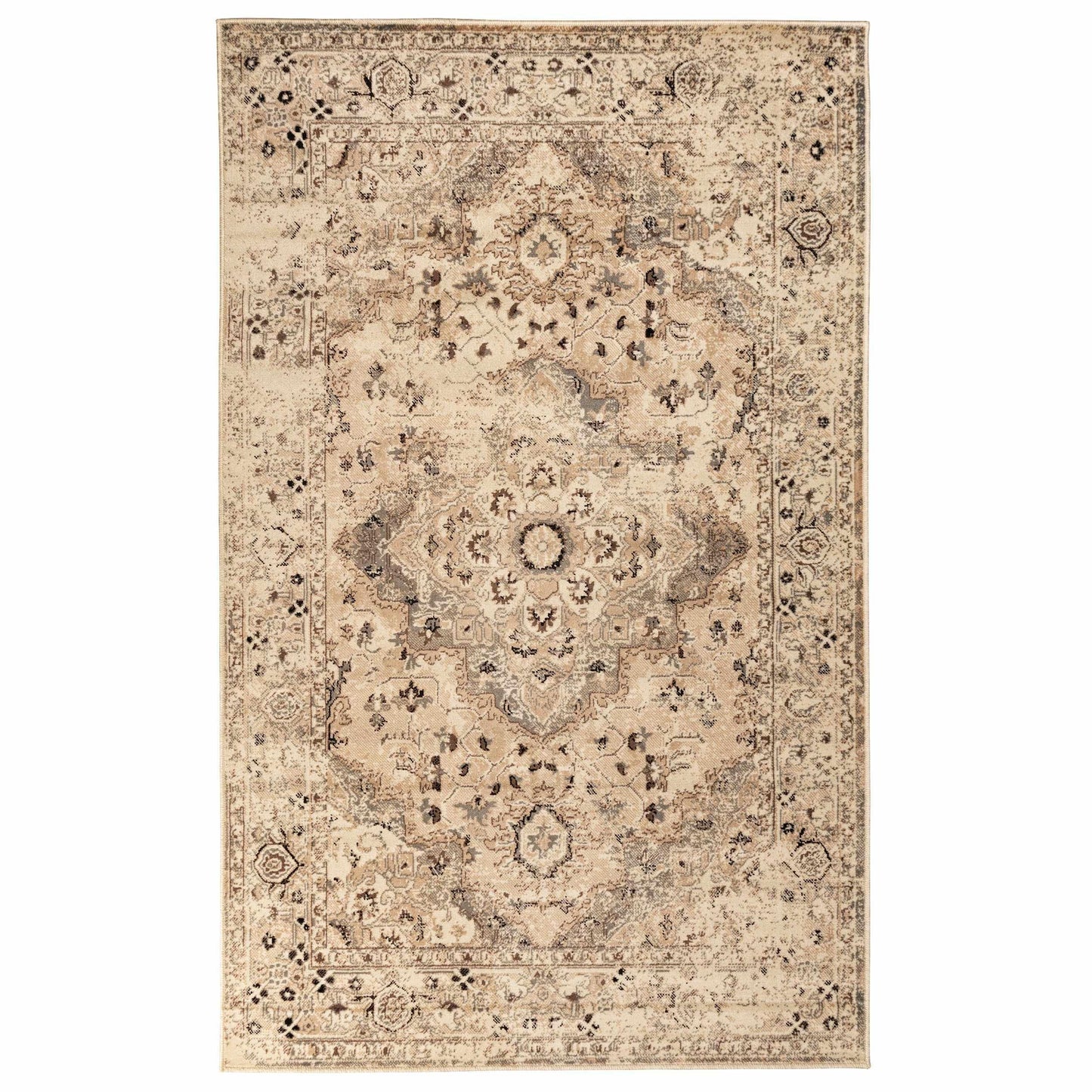Superior Nysa Oriental Floral and Vines Indoor Farmhouse Area Rug - Cream