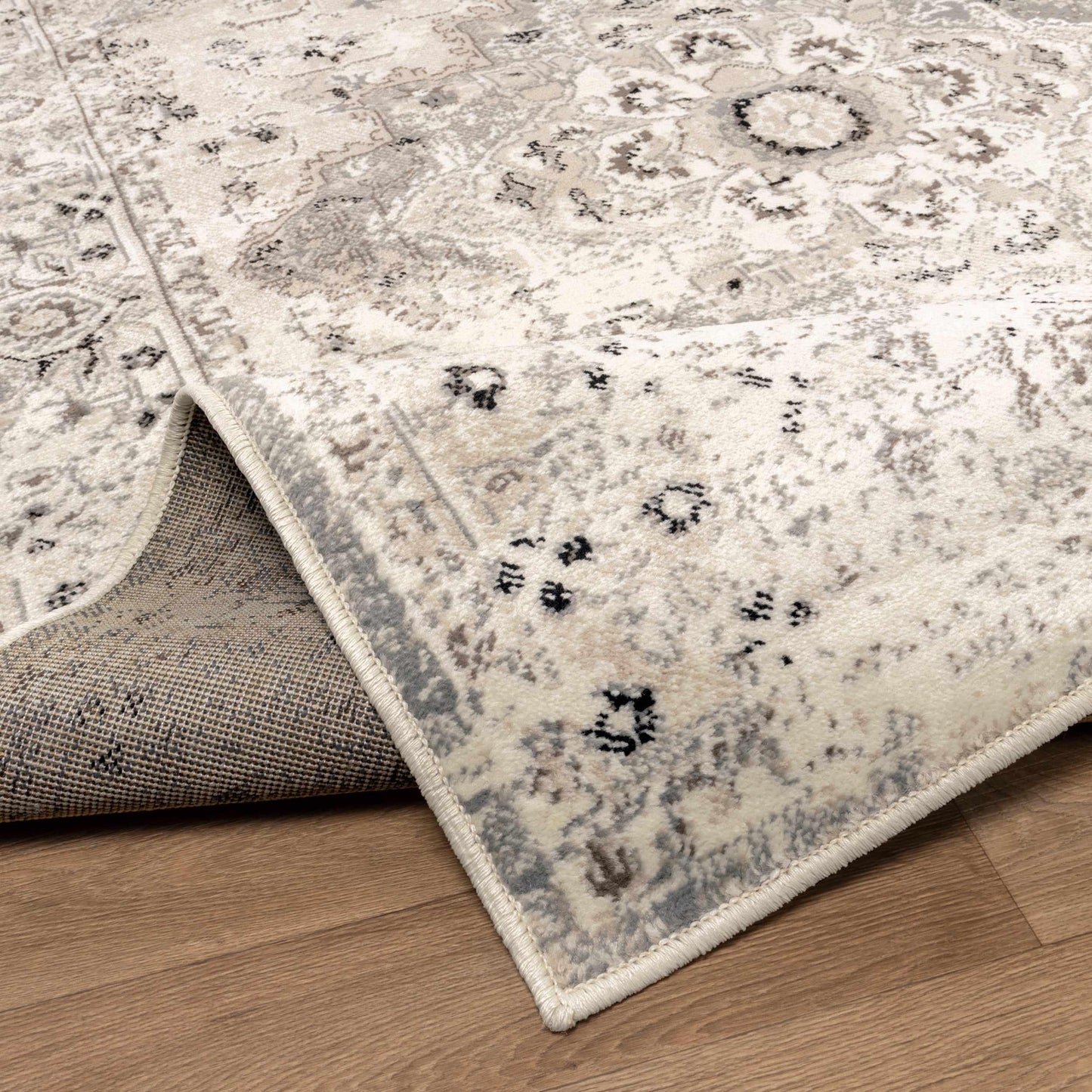 Superior Nysa Oriental Floral and Vines Indoor Farmhouse Area Rug - Slate