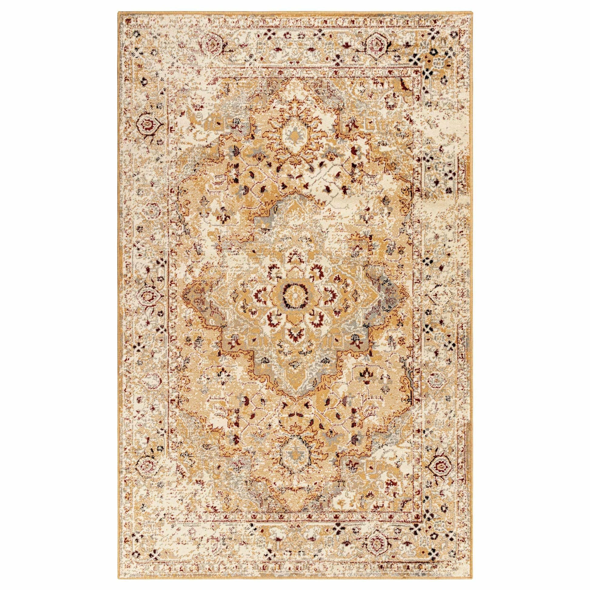 Superior Nysa Oriental Floral and Vines Indoor Farmhouse Area Rug - Camel