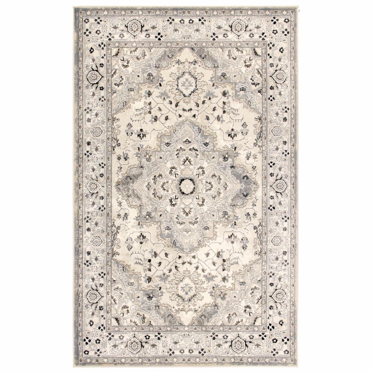 Superior Nysa Oriental Floral and Vines Indoor Farmhouse Area Rug - Slate