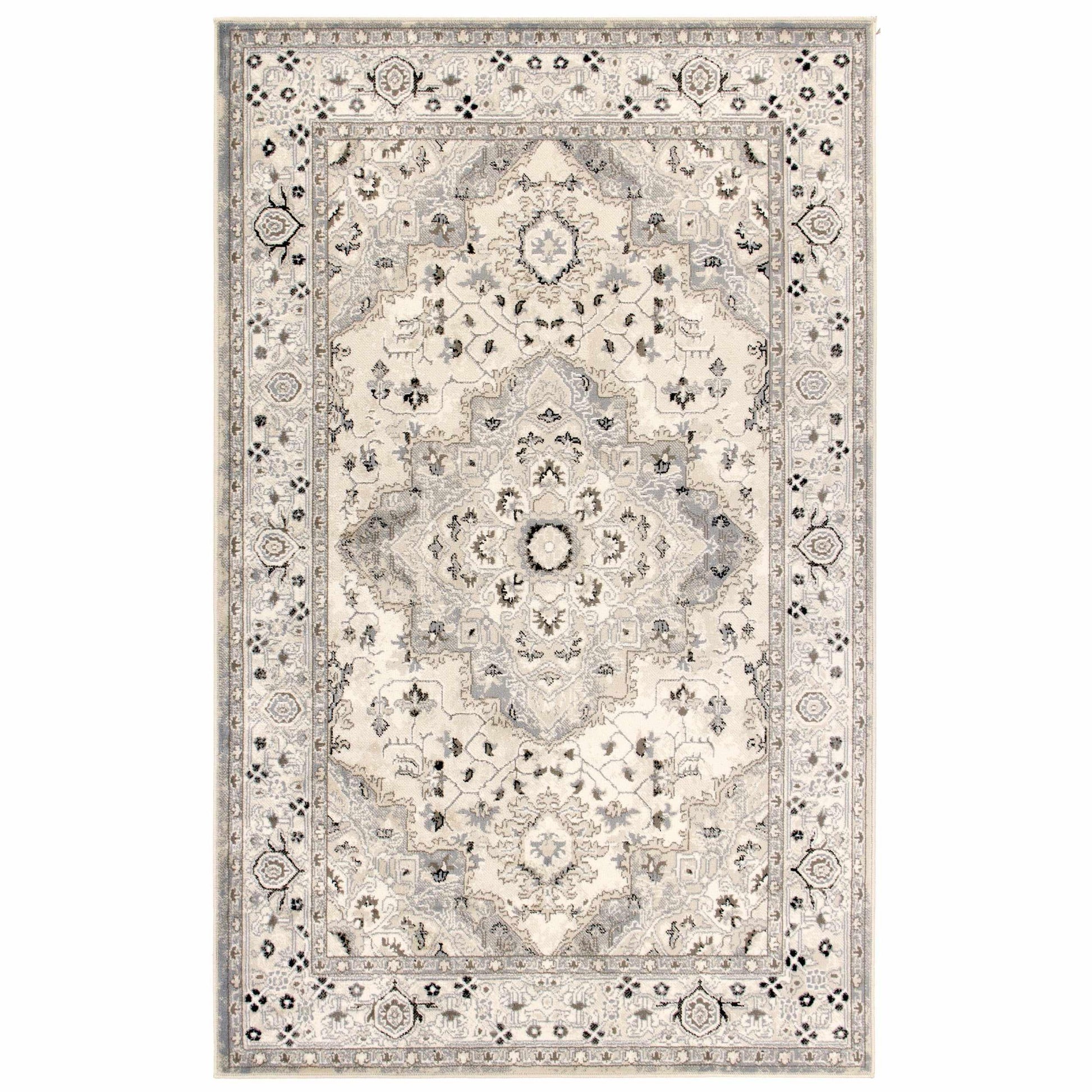 Superior Nysa Oriental Floral and Vines Indoor Farmhouse Area Rug - Slate
