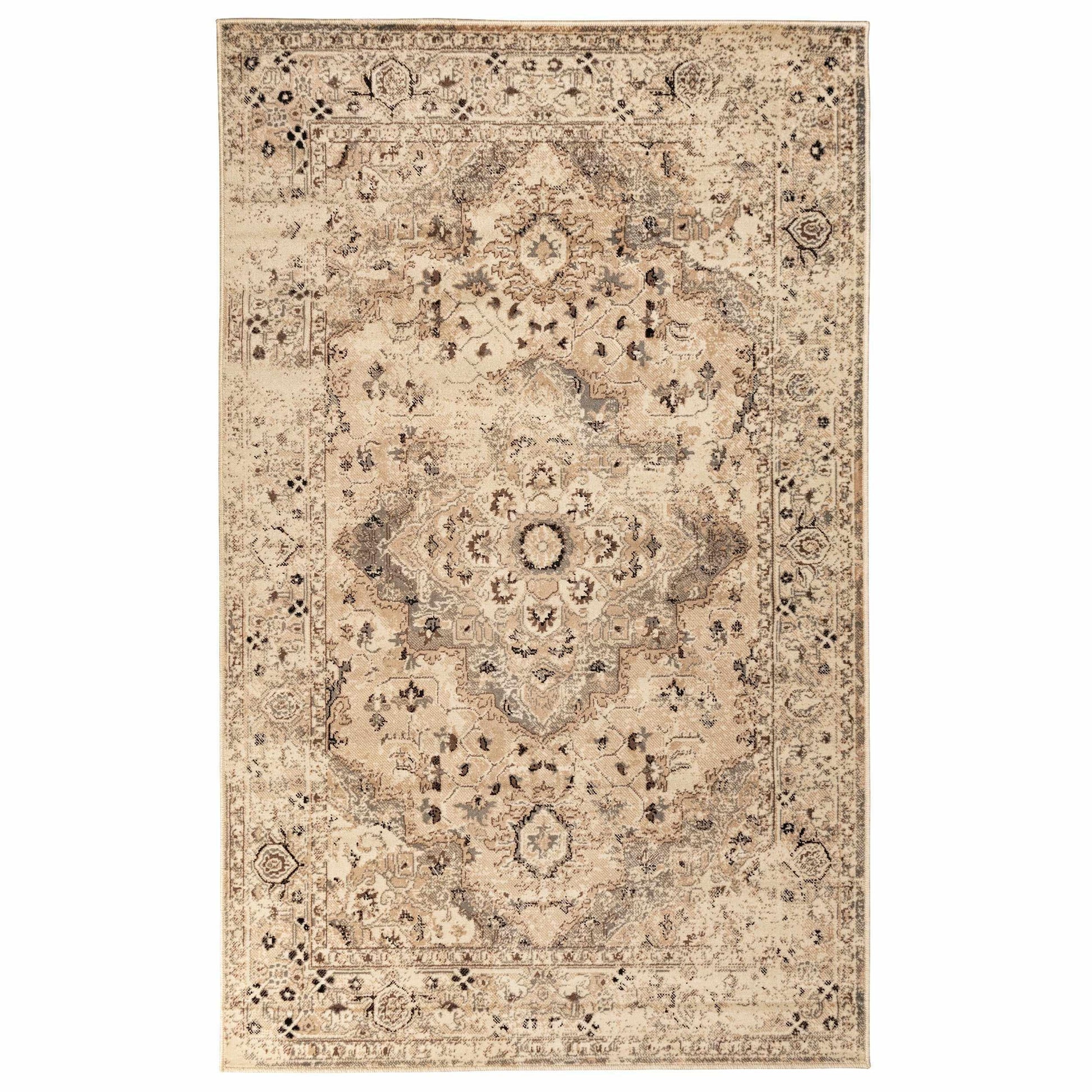 Superior Nysa Oriental Floral and Vines Indoor Farmhouse Area Rug - Cream