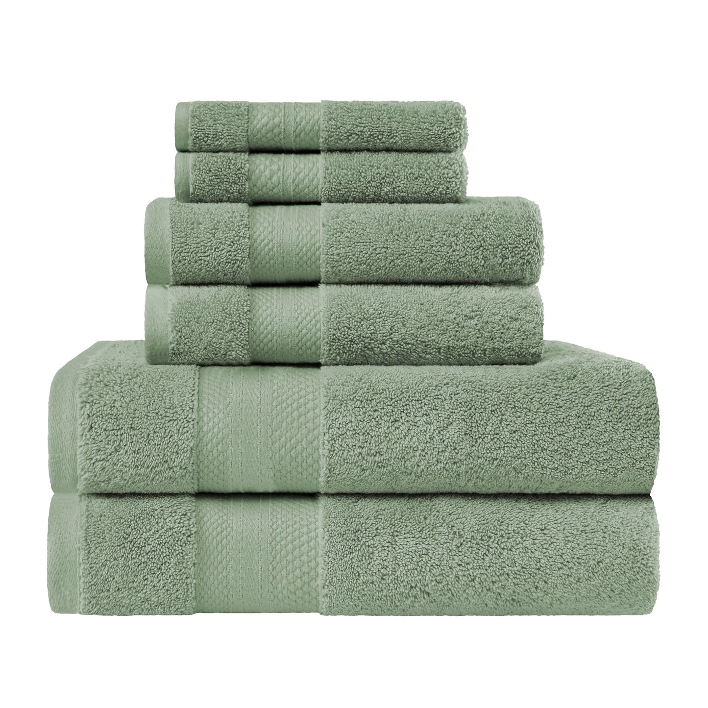 Superior Premium Turkish-Cotton Assorted Towel Set - Olive Green