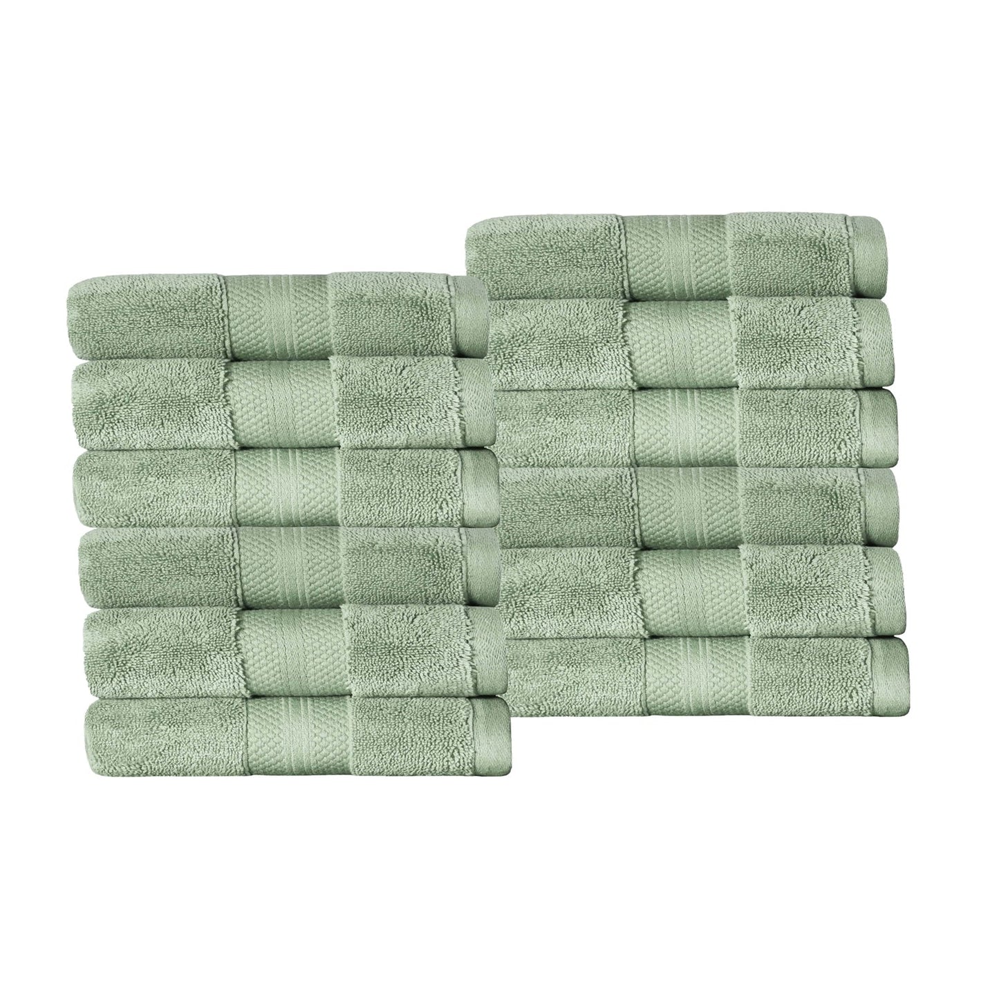 Superior Premium Turkish-Cotton Assorted Towel Set - Olive Green