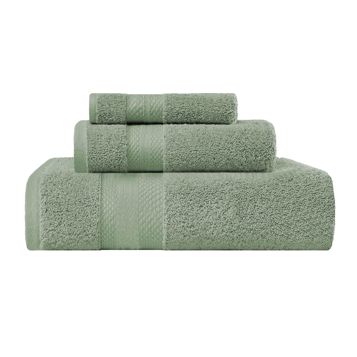 Superior Premium Turkish-Cotton Assorted Towel Set - Olive green