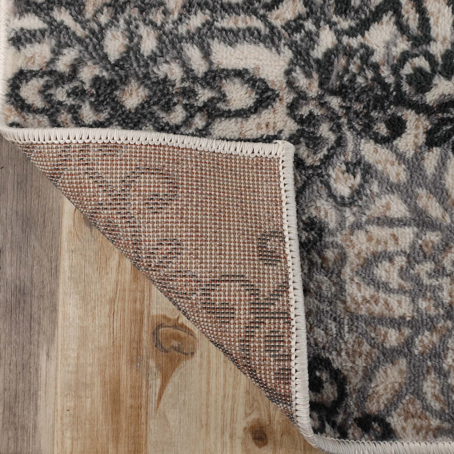 Leigh Traditional Floral Scroll Indoor Area Rug or Runner Rug Or Door Mat - Oatmeal