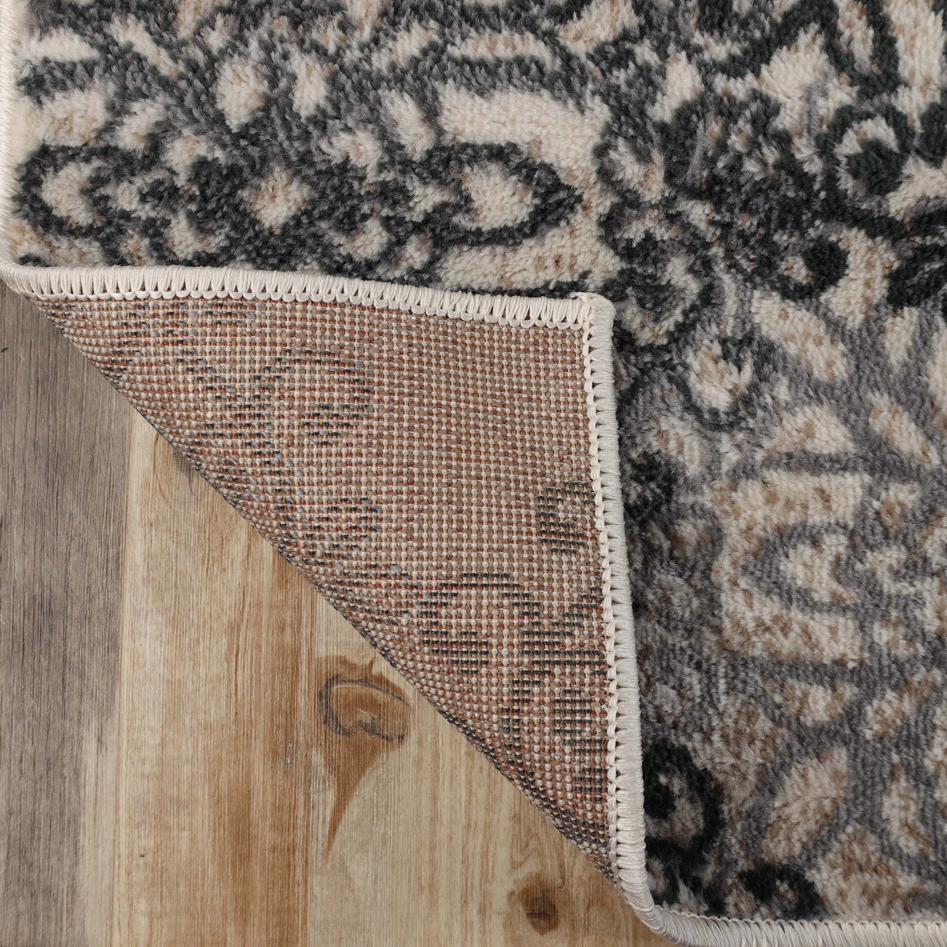 Leigh Traditional Floral Scroll Indoor Area Rug or Runner Rug Or Door Mat - Oatmeal