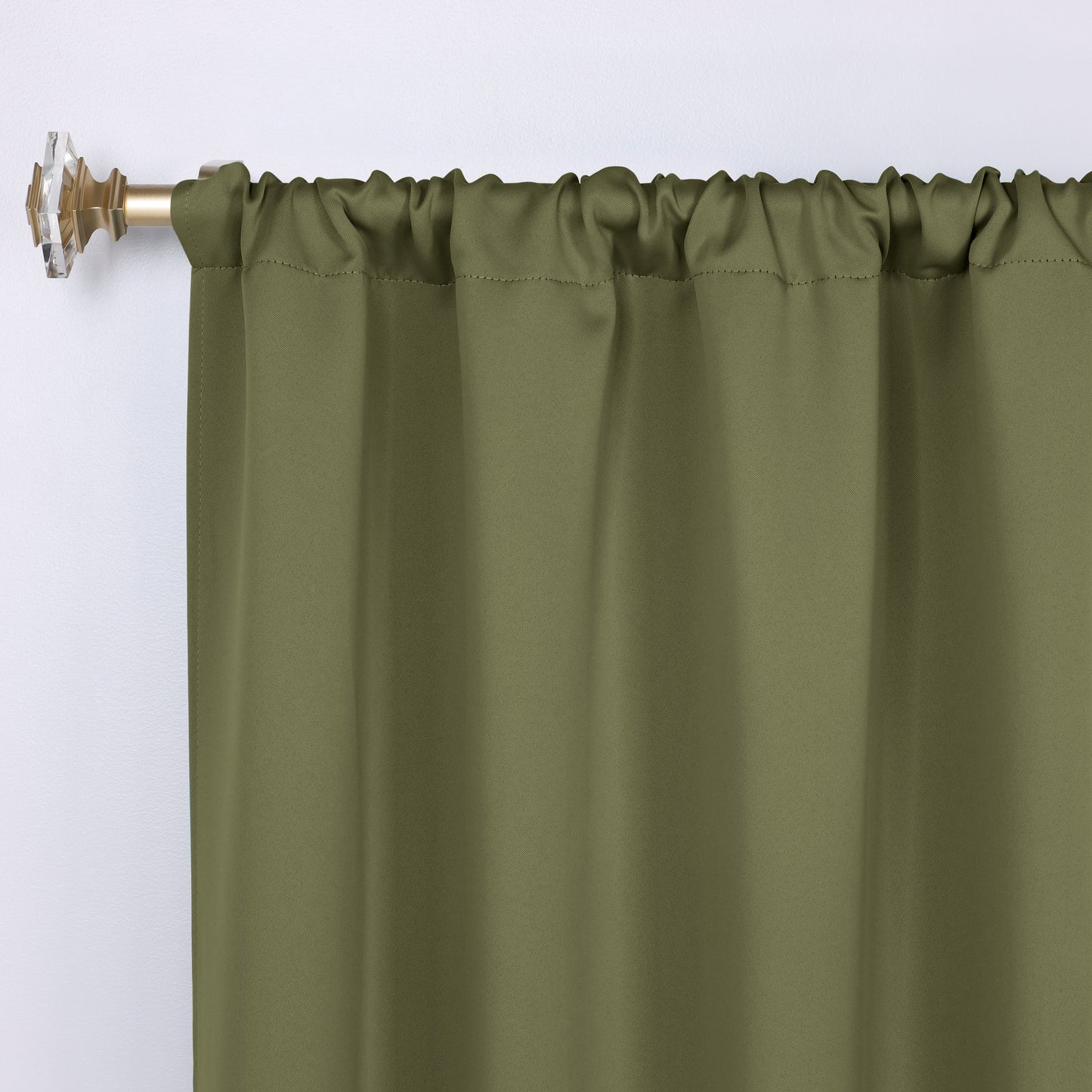Solid Room Darkening Rod Pocket Blackout Curtain Panels, Set of 2 - OliveGreen