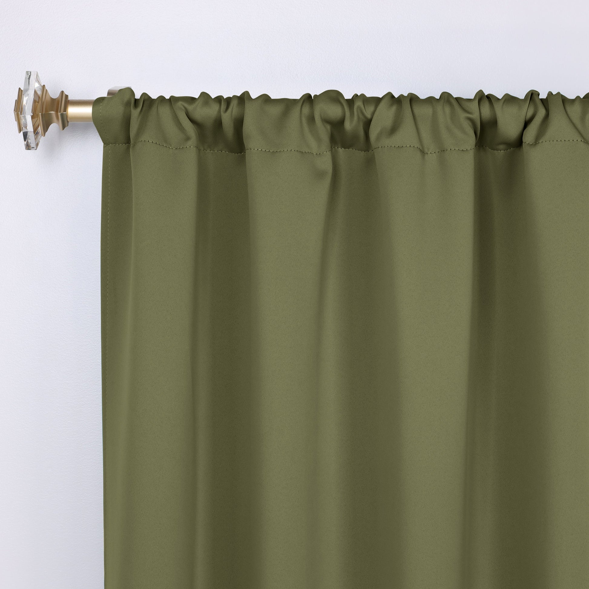 Solid Room Darkening Rod Pocket Blackout Curtain Panels, Set of 2 - OliveGreen