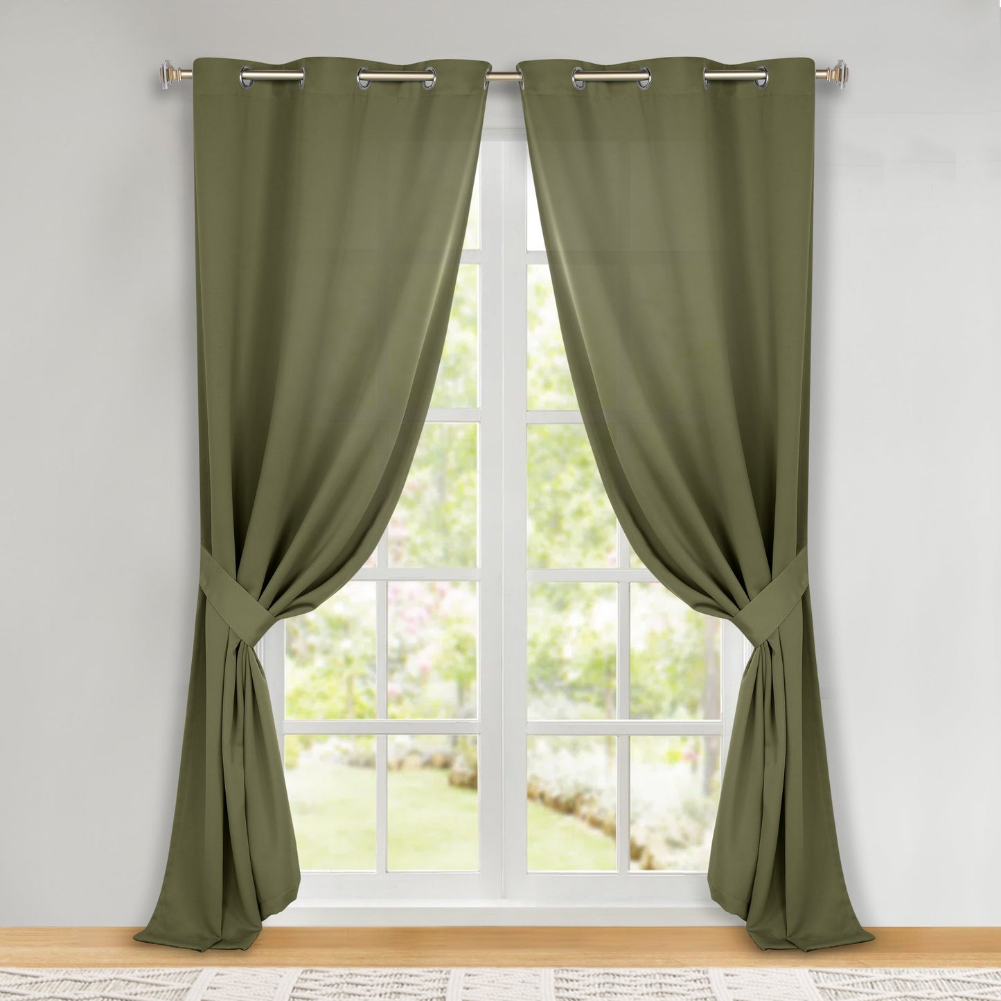 Classic Modern Solid Room Darkening Blackout Curtain Panels, Set of 2
