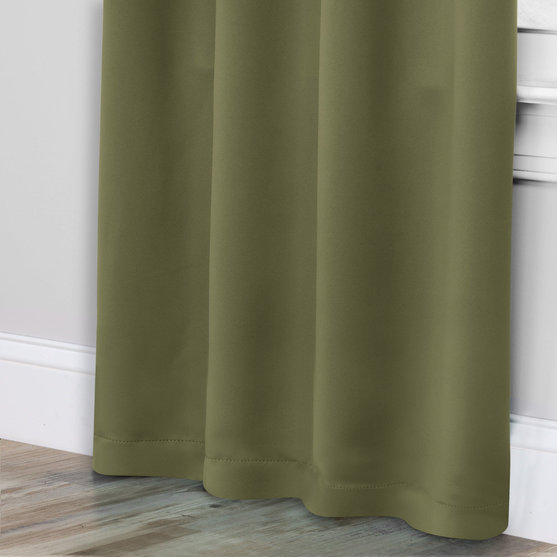 Solid Room Darkening Rod Pocket Blackout Curtain Panels, Set of 2 - OliveGreen