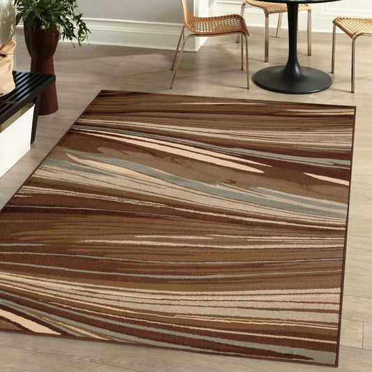 Ondes Abstract Power-Loomed Indoor Area Rug or Runner Rug - Taupe