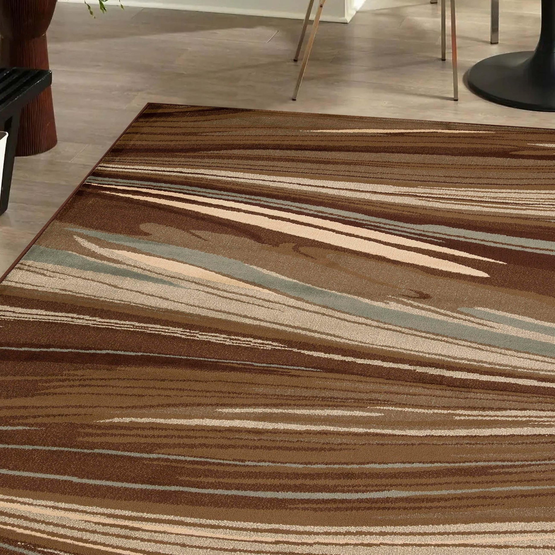 Ondes Abstract Power-Loomed Indoor Area Rug or Runner Rug - Taupe