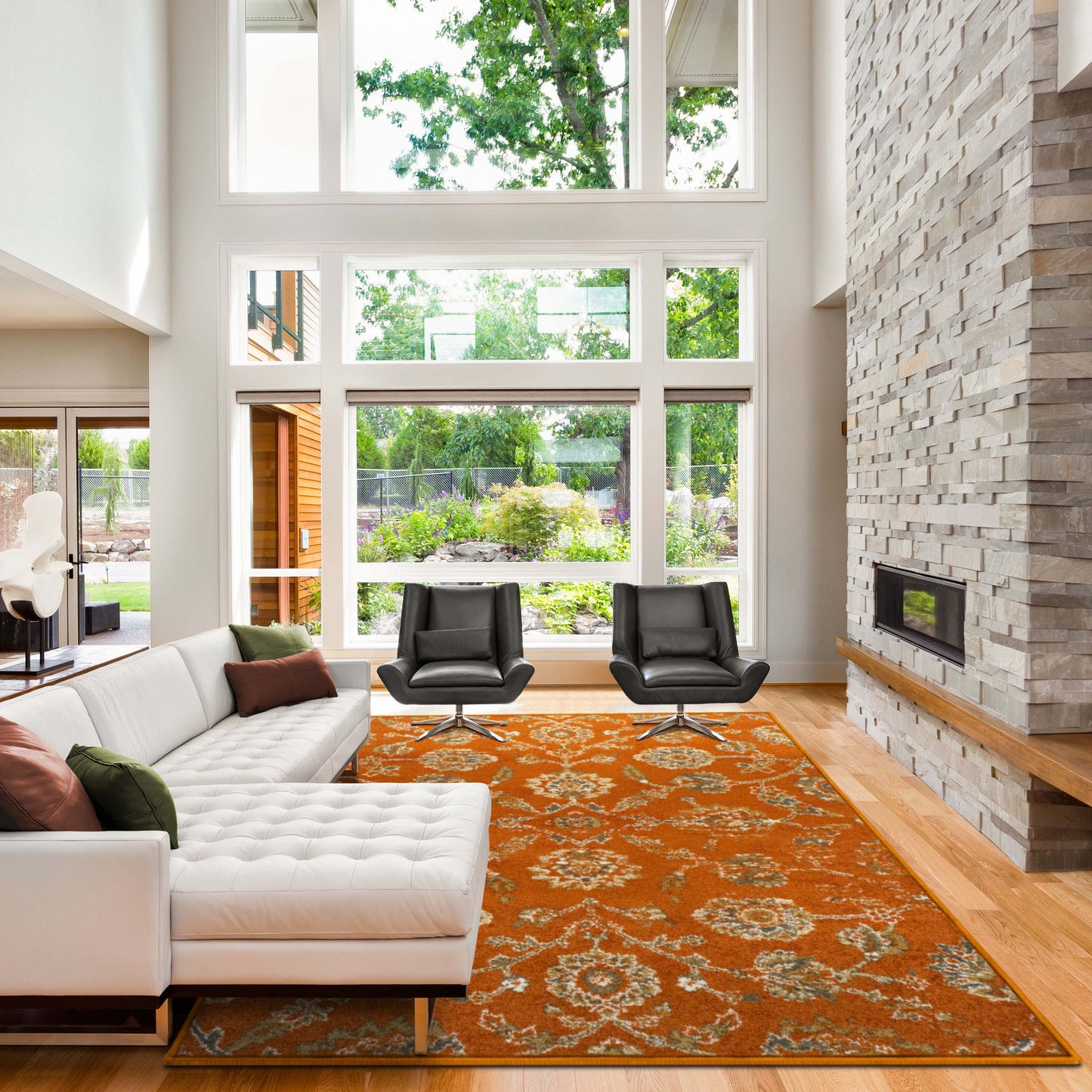 Brookshire Antique Traditional Floral Indoor Area Rug - Orange