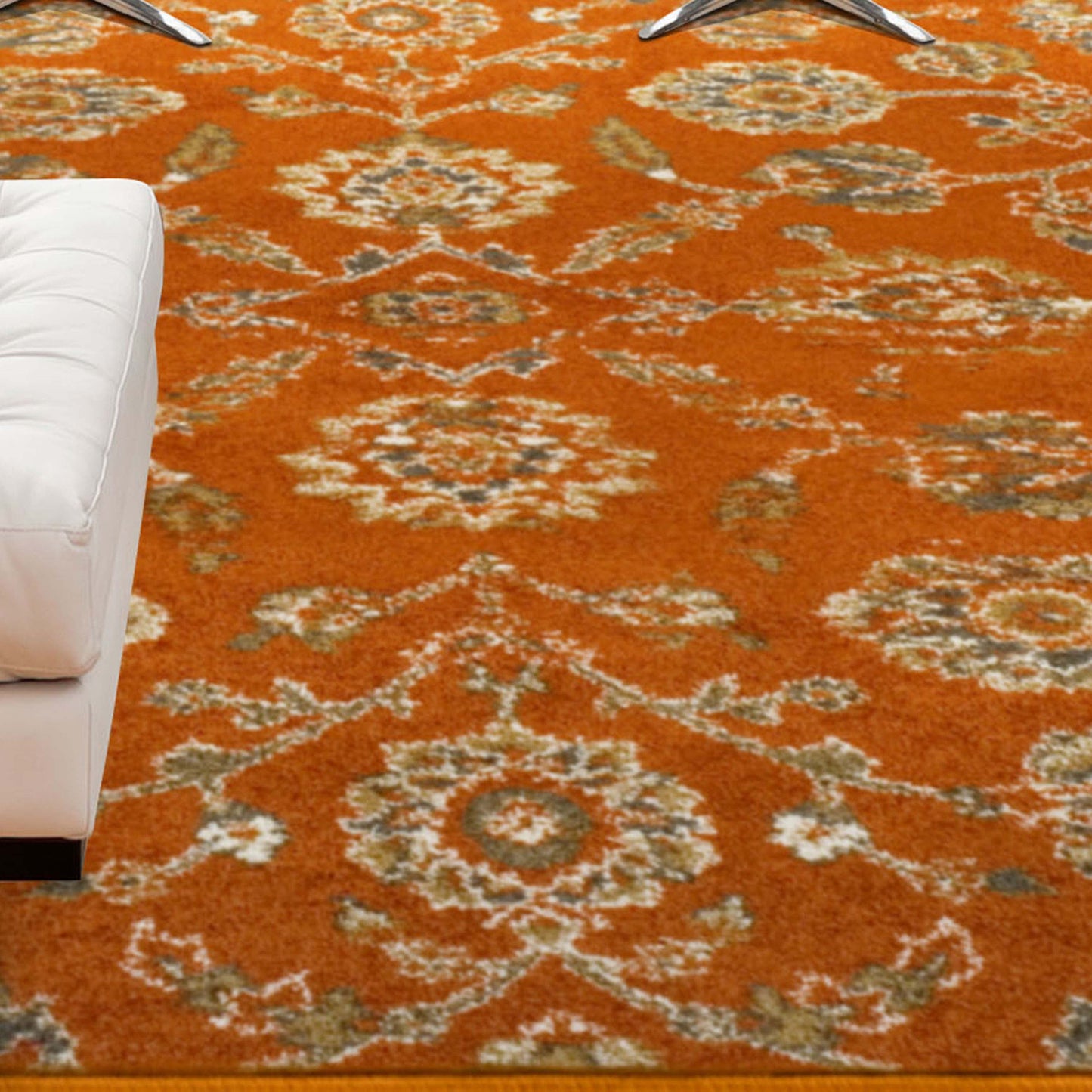 Brookshire Antique Traditional Floral Indoor Area Rug - Orange