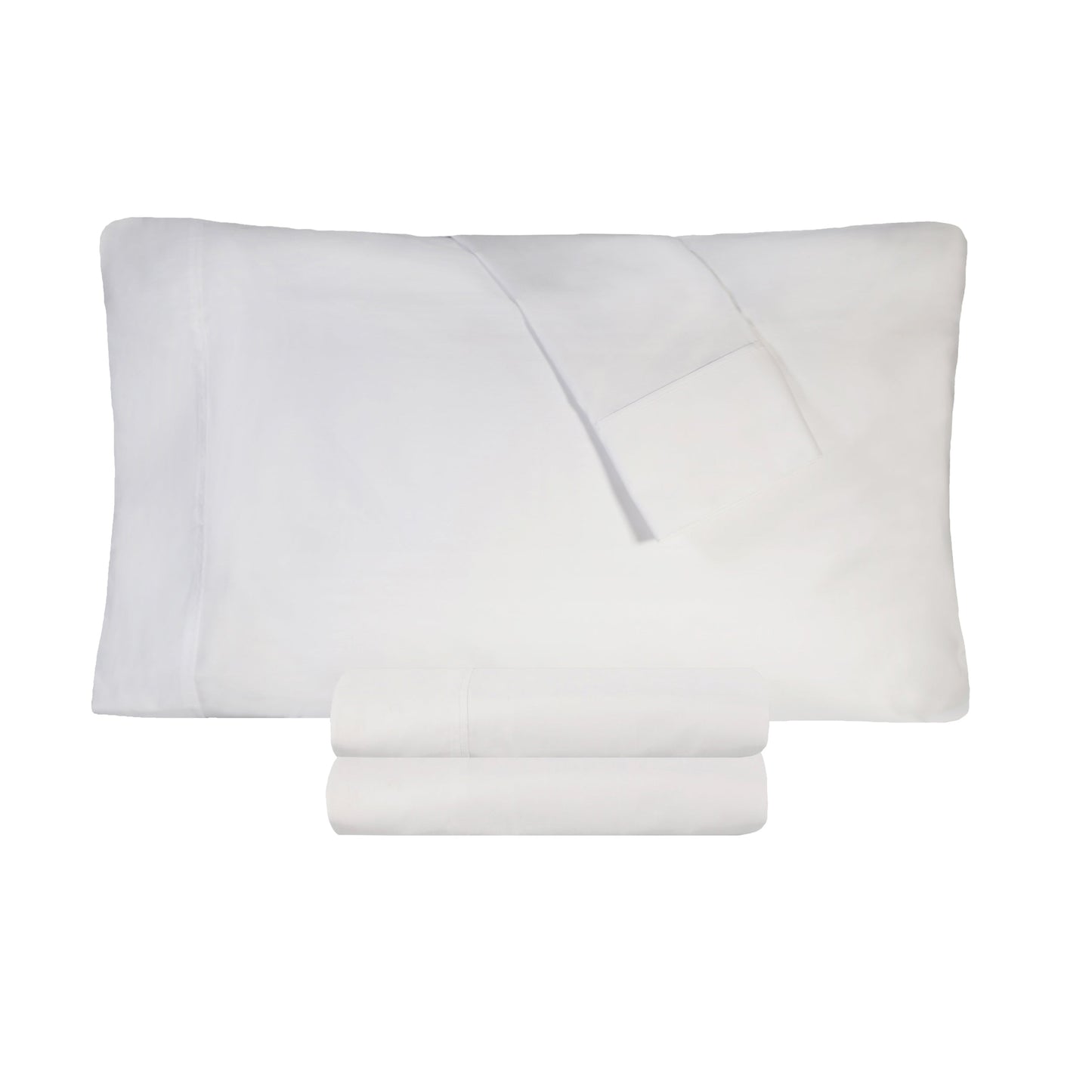 Solid Cotton Percale 2-Piece Pillowcase Set - White