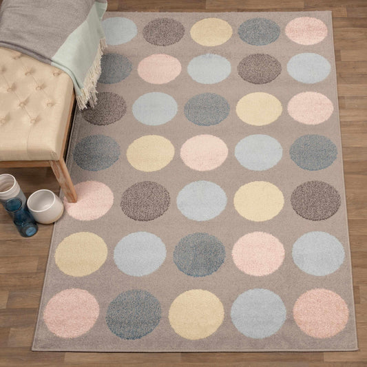 Superior Pastel Polka Dot Modern Indoor Area Rug - Multi-Color