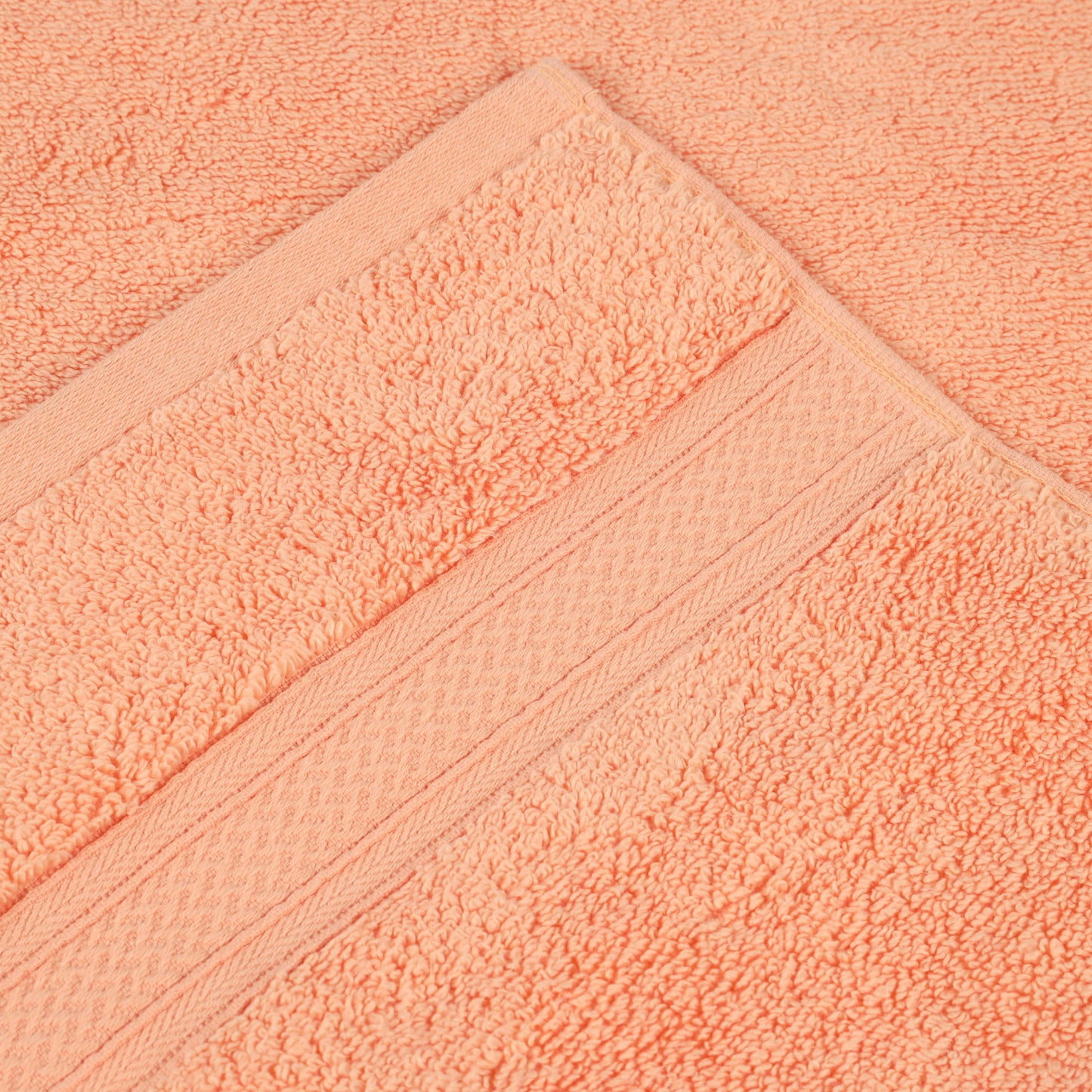 Chevron Zero Twist Solid and Jacquard Soft Cotton 6 Piece Towel Set - Peach