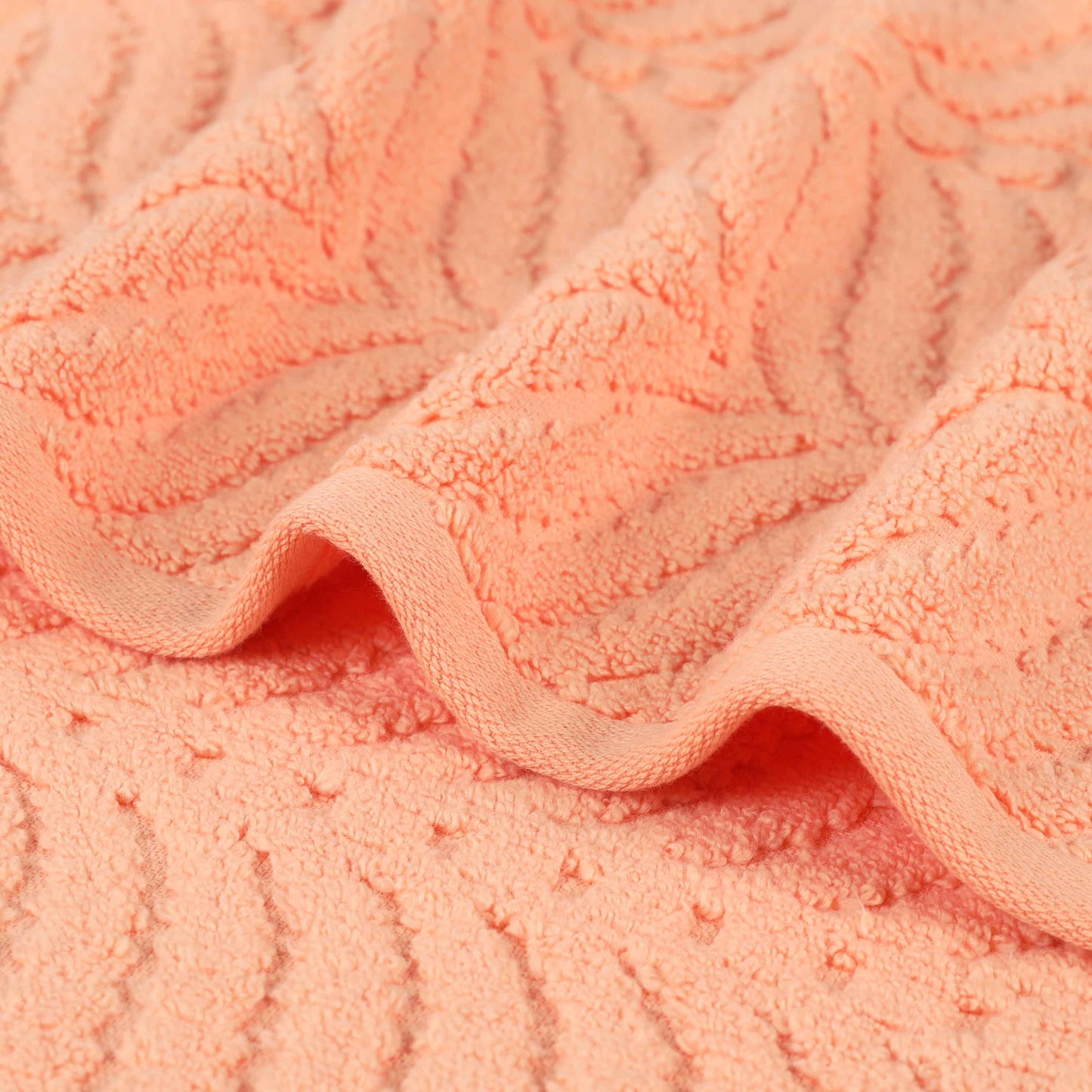 Chevron Zero Twist Solid and Jacquard Soft Cotton 6 Piece Towel Set - Peach