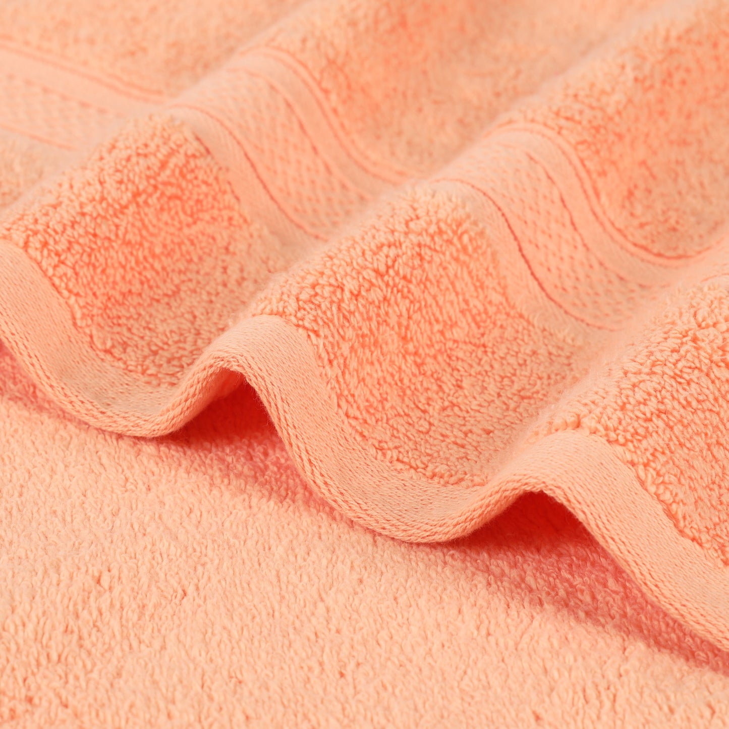 Chevron Zero Twist Solid and Jacquard Soft Cotton 6 Piece Towel Set - Peach