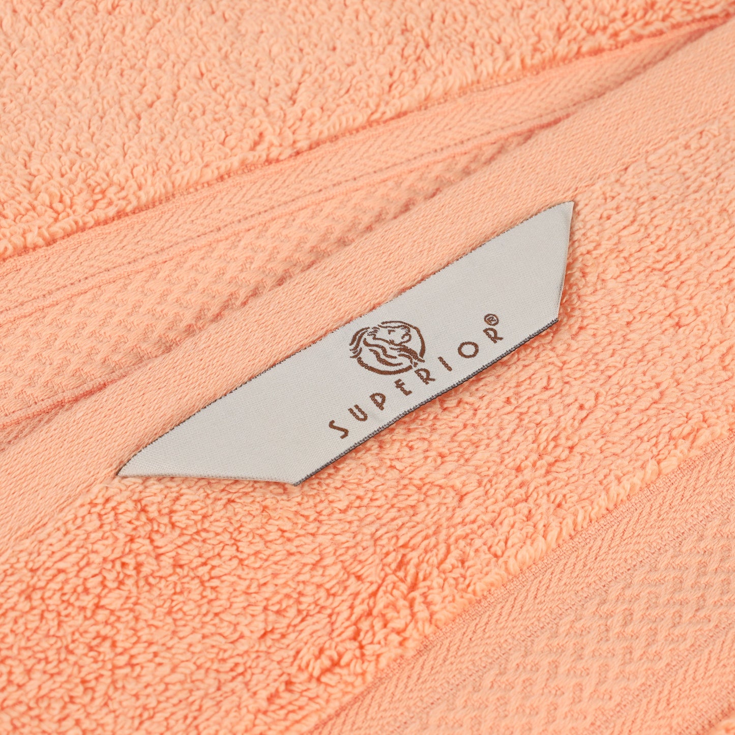 Chevron Zero Twist Solid and Jacquard Soft Cotton 6 Piece Towel Set - Peach