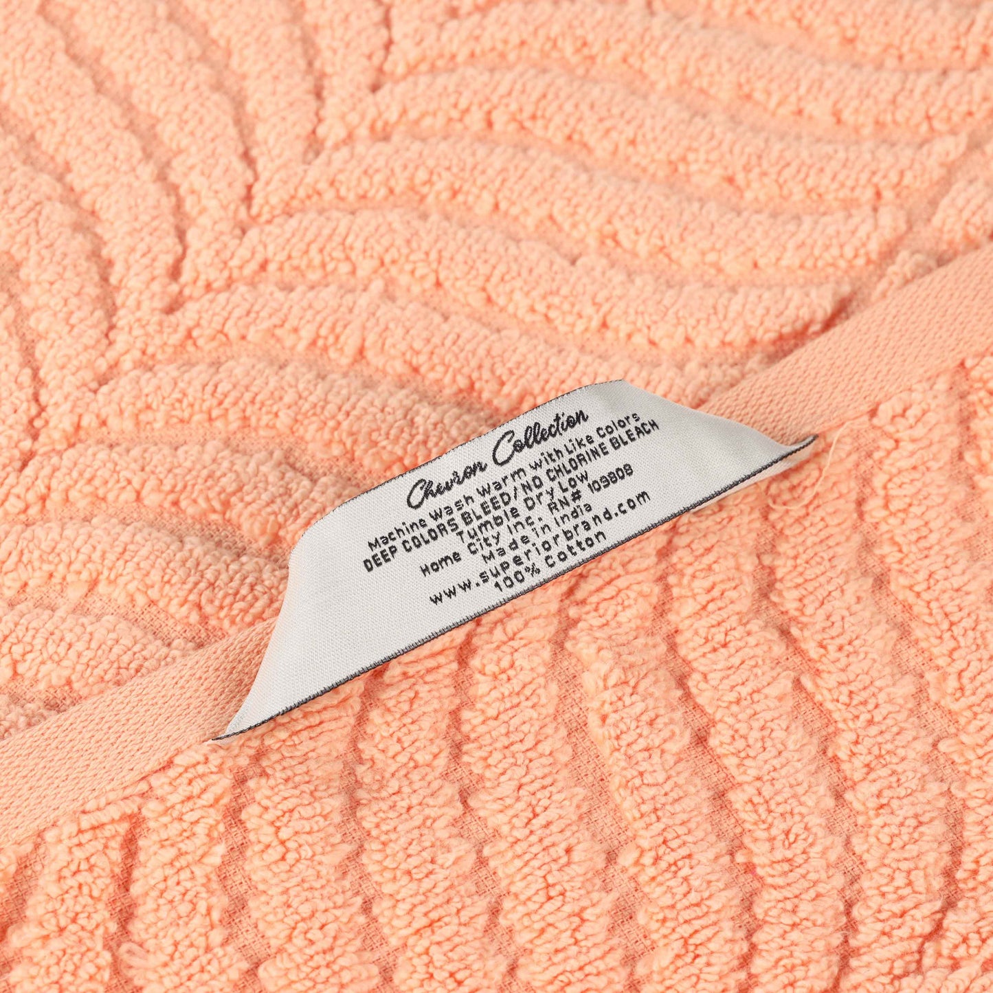 Chevron Zero Twist Solid and Jacquard Soft Cotton Bath Sheet Set of 2 - Peach