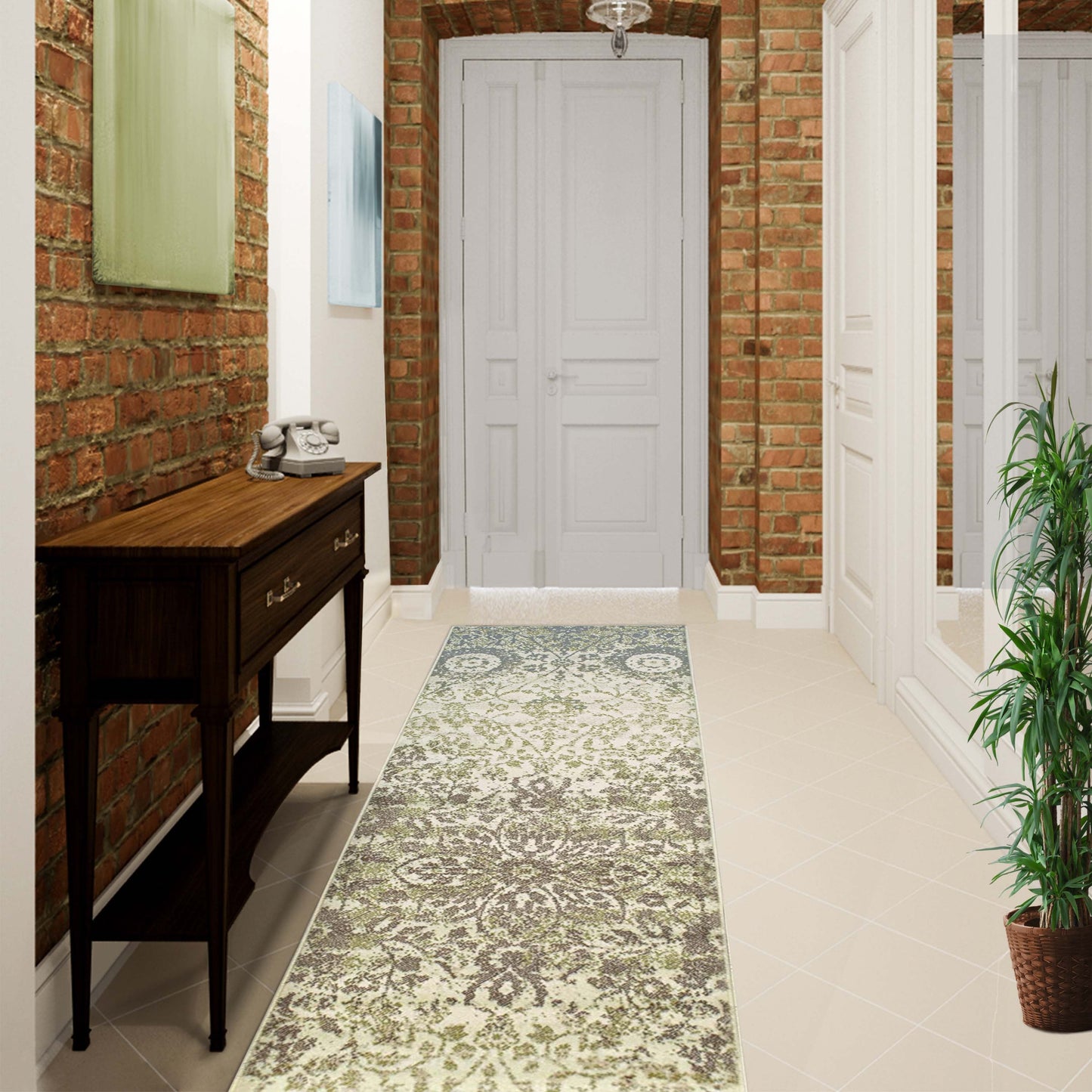 Superior Pendleton Traditional Floral Indoor Area Rug or Runner Rug Or Door Mat - Ivory