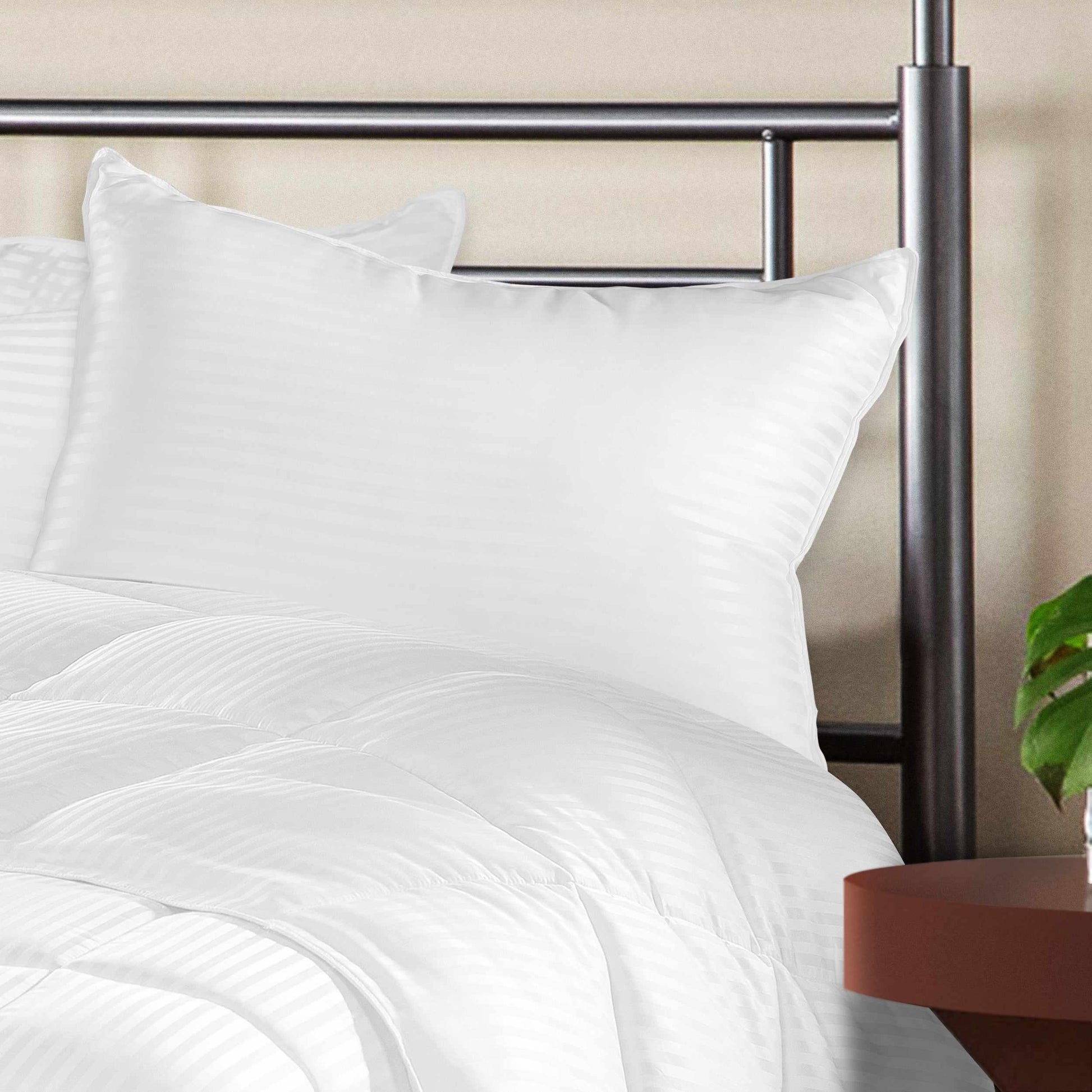Medium Density Down Alternative Striped Pillows, Set of 2 and 4 -White