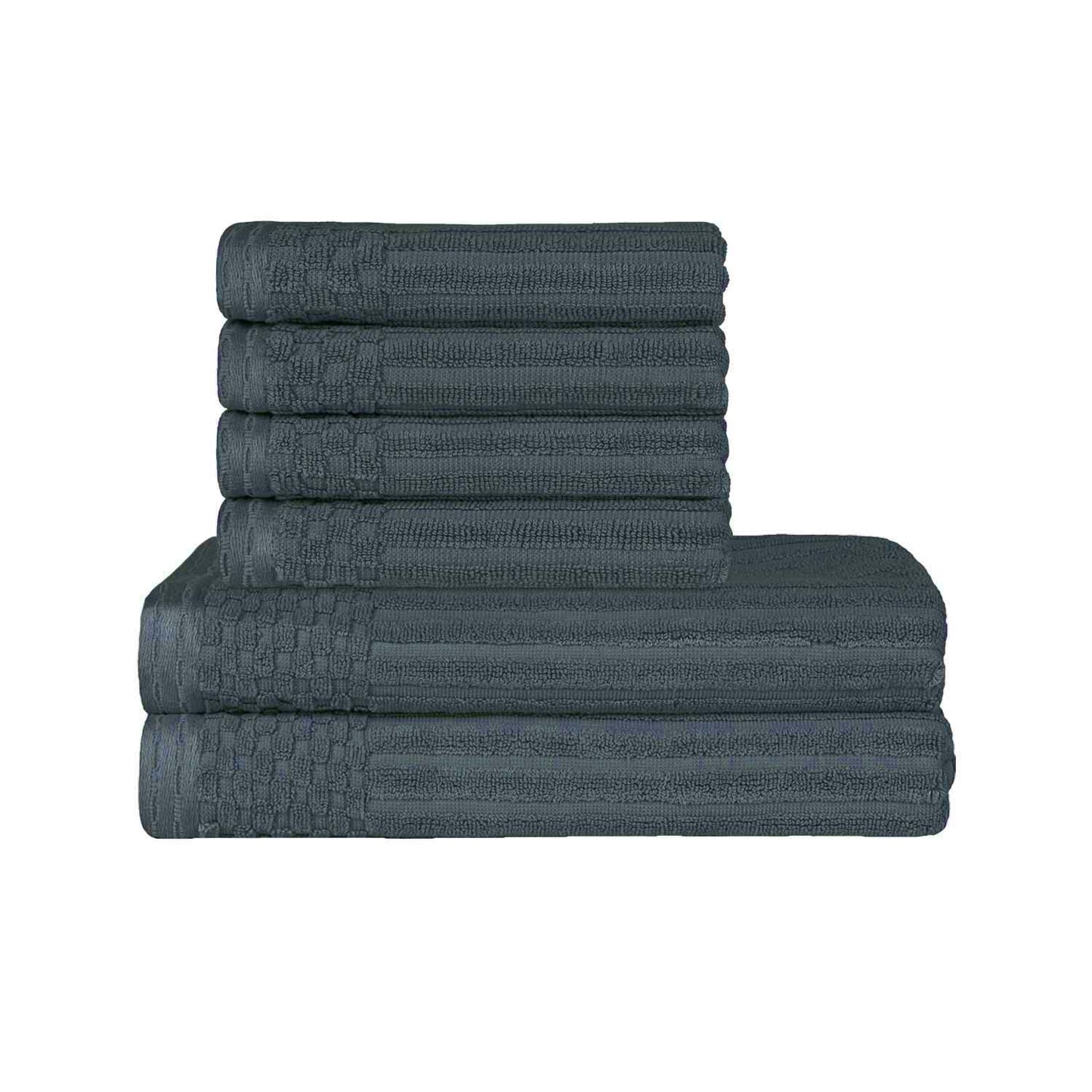 Superior Soho Ribbed Textured Cotton Ultra-Absorbent Hand and Bath Towel Set - Pine
