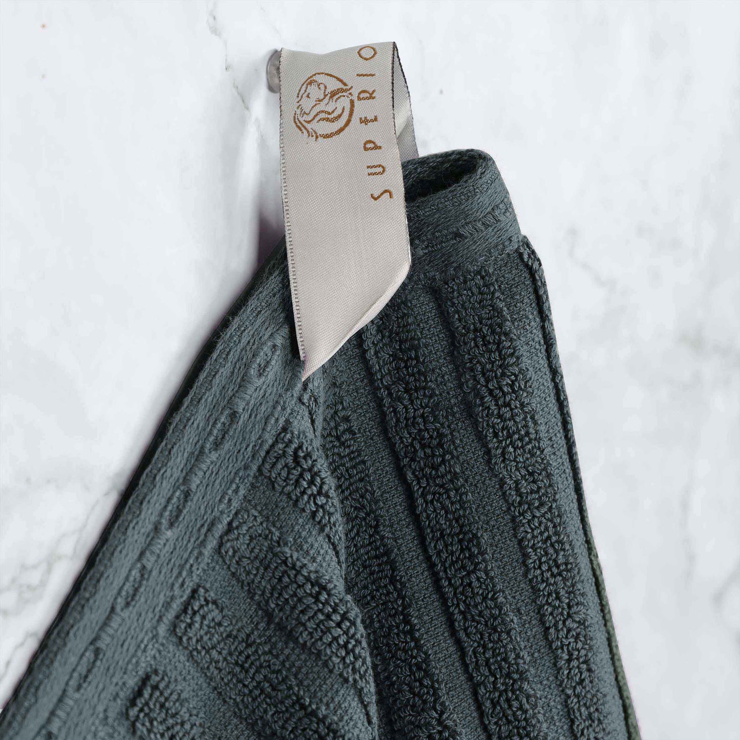 Superior Soho Ribbed Textured Cotton Ultra-Absorbent Hand and Bath Towel Set - Pine