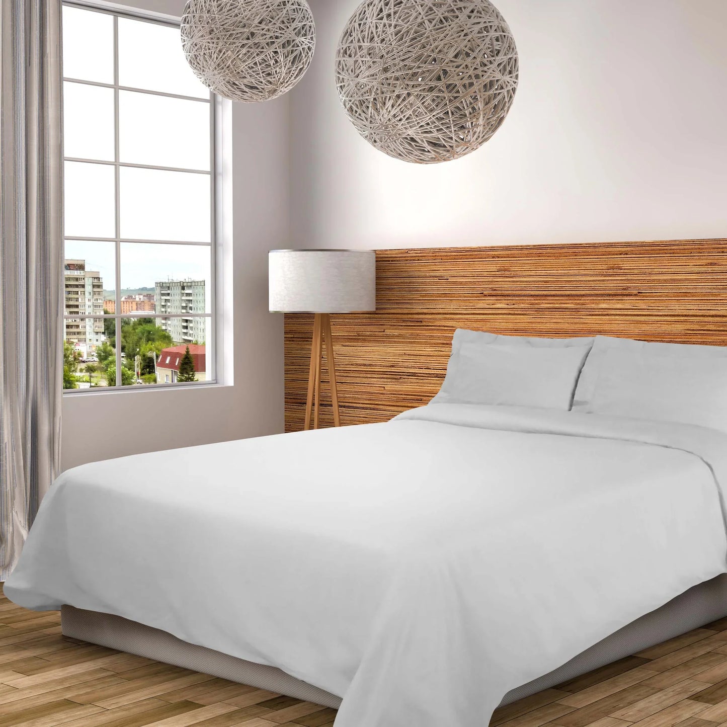 Cotton Percale Modern Traditional Duvet Cover Set - Platinum