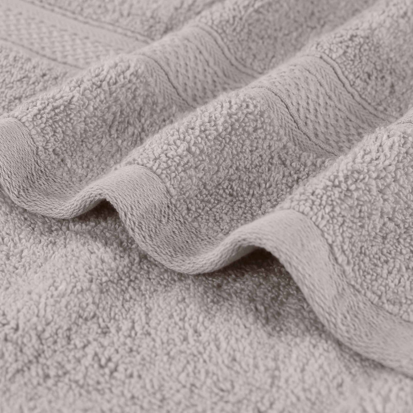 Chevron Zero Twist Solid and Jacquard Soft Cotton 6 Piece Towel Set - Platinum