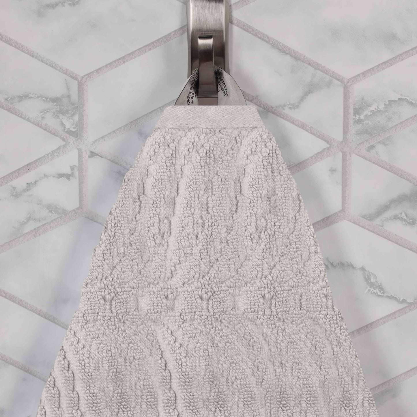 Chevron Zero Twist Solid and Jacquard Soft Cotton 6 Piece Towel Set - Platinum