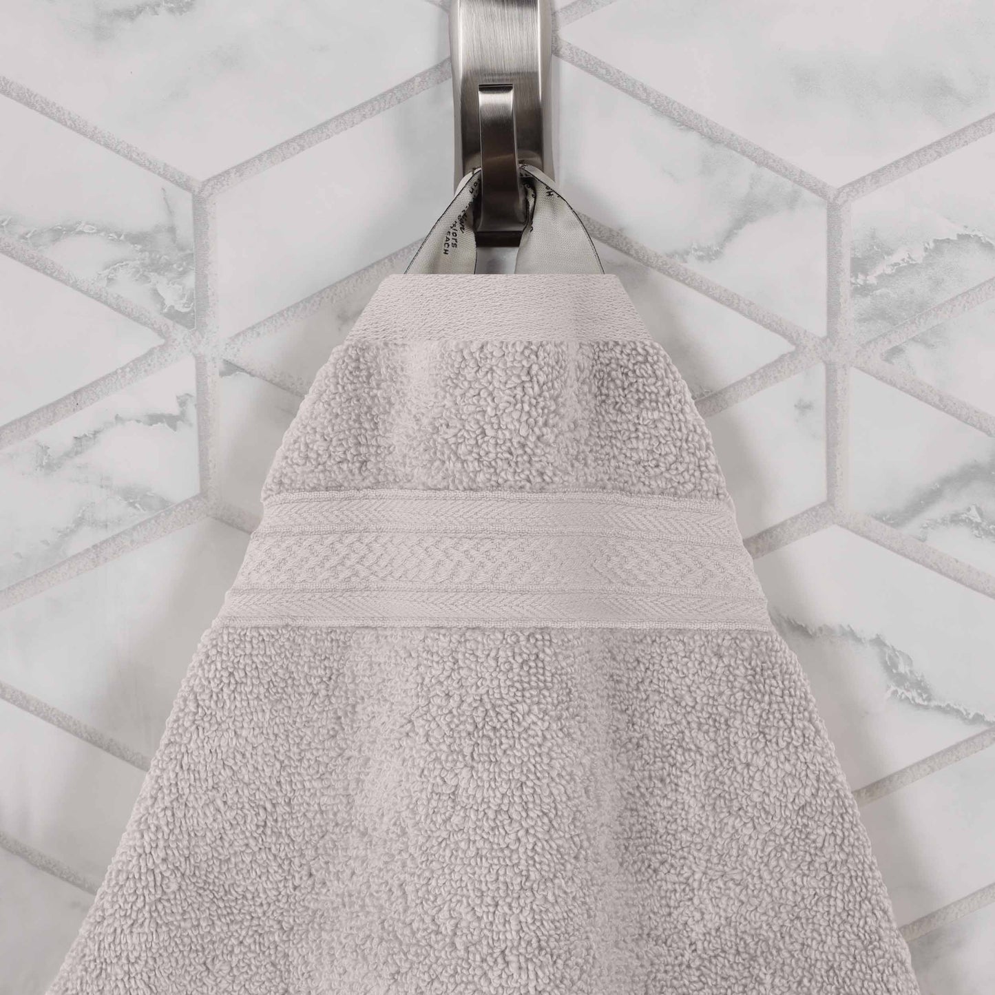 Chevron Zero Twist Solid and Jacquard Soft Cotton 6 Piece Towel Set - Platinum