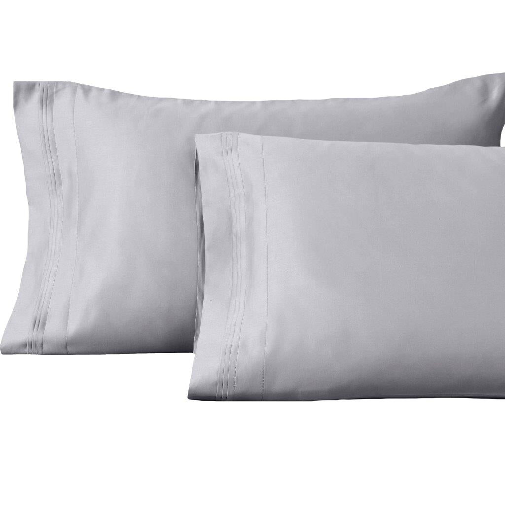 1500 Thread Count Egyptian Cotton 2 Piece Solid Pillowcase Set - Platinum