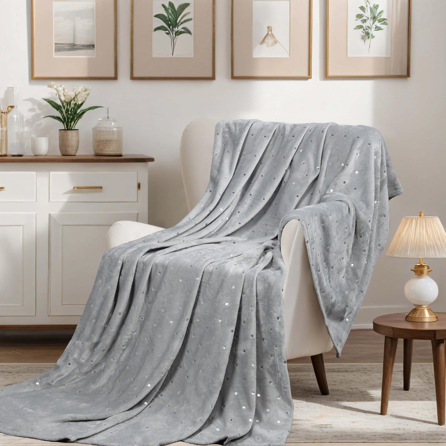 Fleece Plush Medium Weight Fluffy Soft Decorative Blanket Or Throw - Platinum