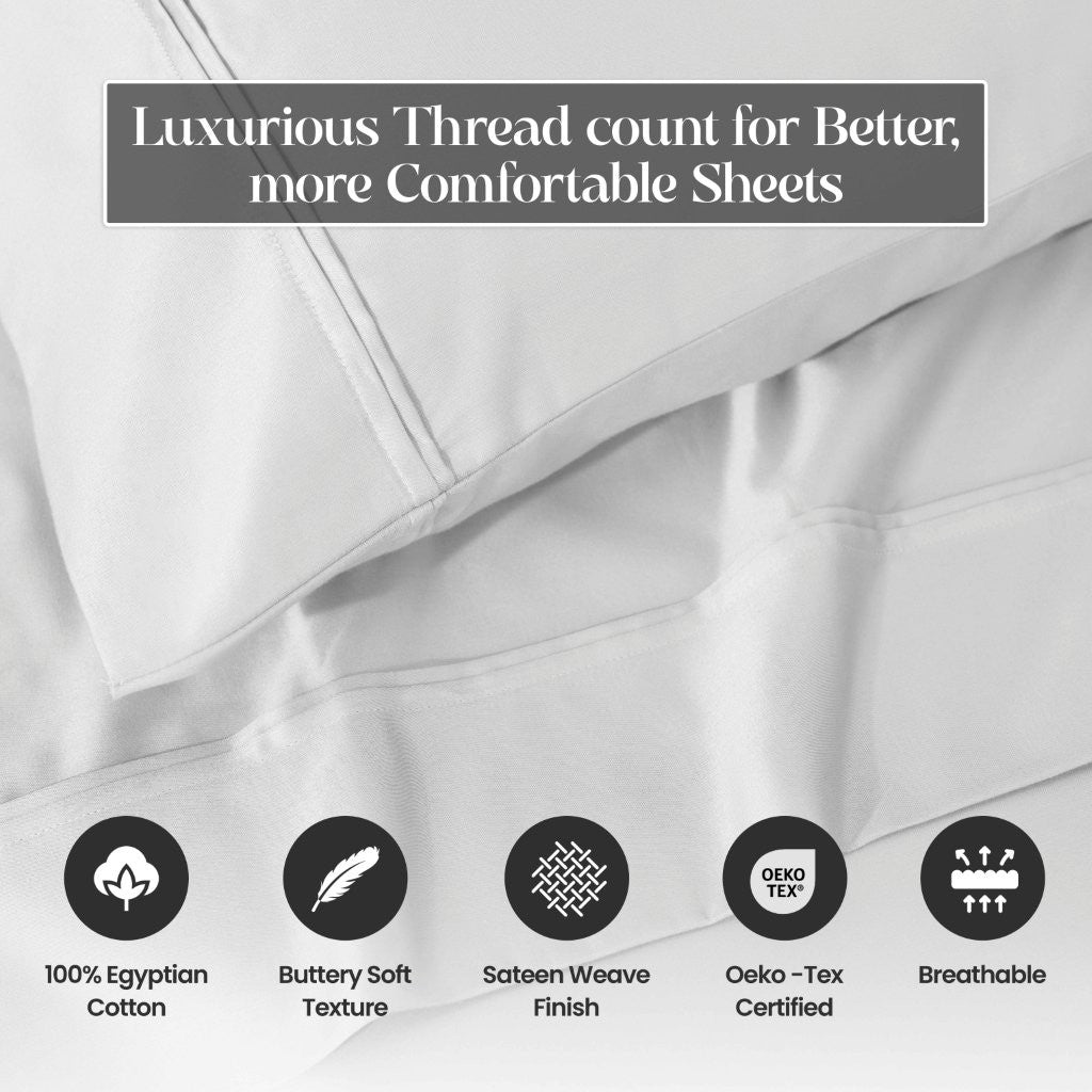 1200 Thread Count Egyptian Cotton 2 Piece Pillowcase Set